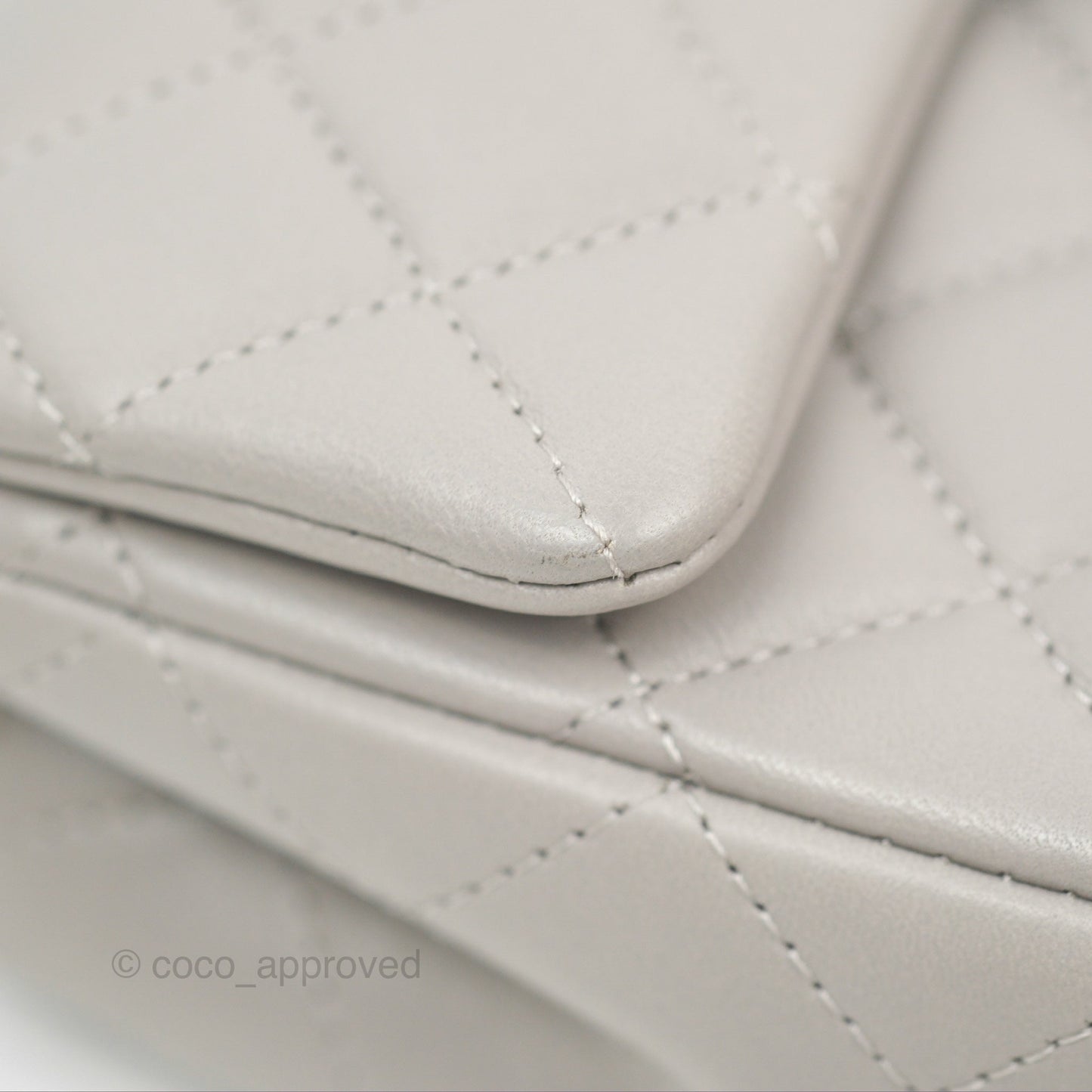 Chanel Quilted Mini Rectangular Grey Lambskin Silver Hardware