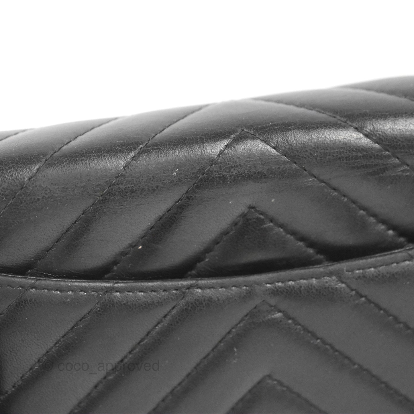 Chanel Classic Chevron Wallet on Chain WOC Black Lambskin Silver Hardware