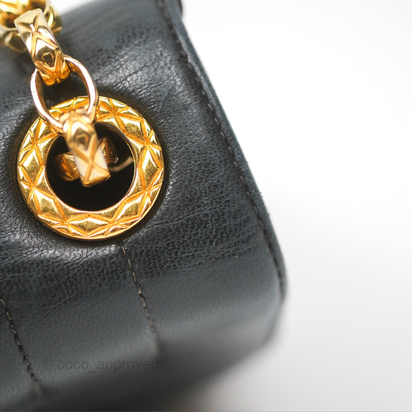 Chanel Vintage Mini Bijoux Chain Flap Black Lambskin Gold Hardware