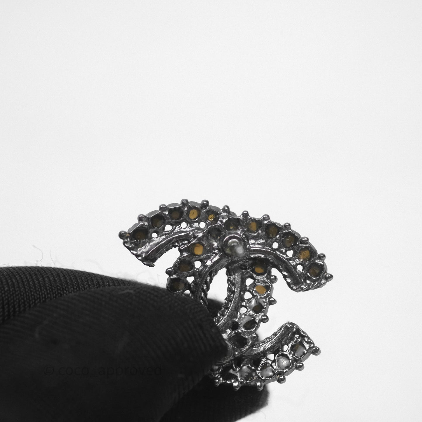 Chanel Resin Stone CC Earrings Ruthenium Hardware 14A