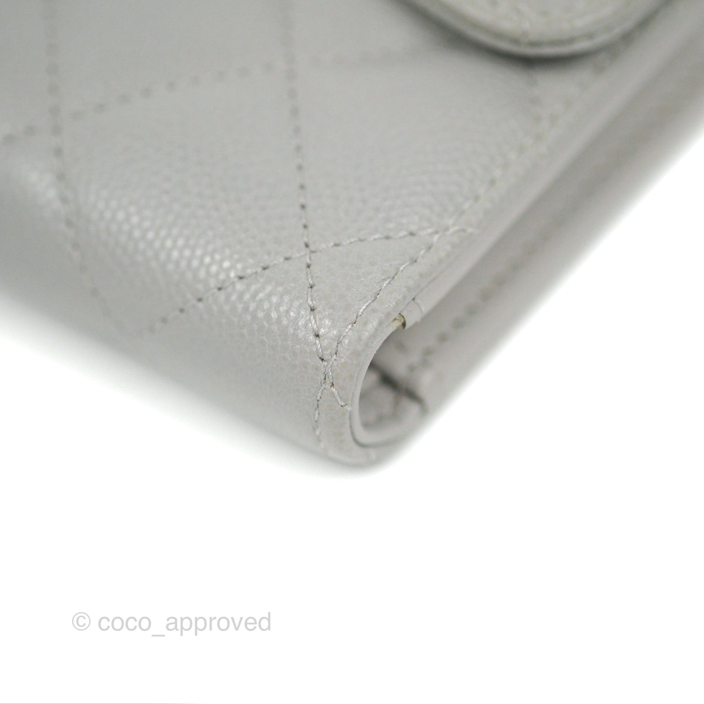 Chanel Quilted Medium Flap Wallet Grey Caviar Gold Hardware