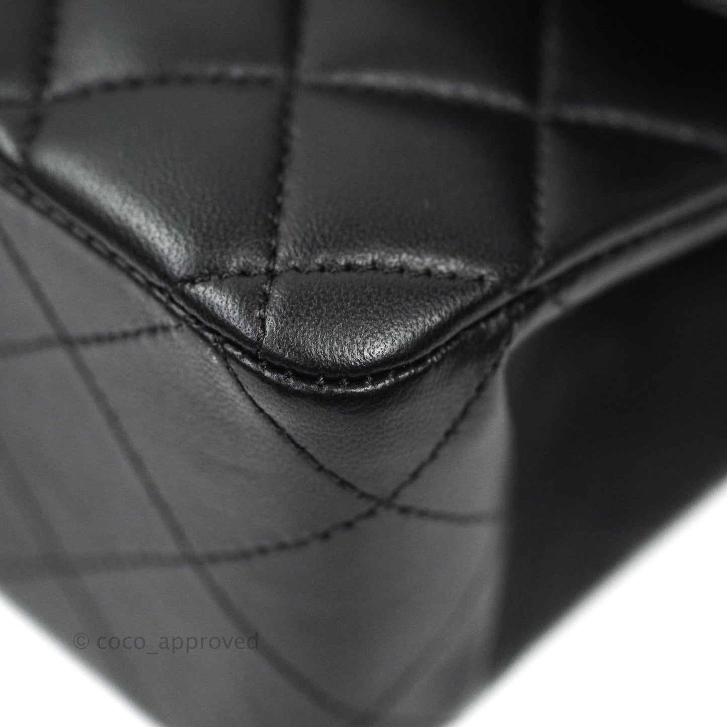 Chanel Classic M/L Medium Double Flap Bag Black Lambskin Silver Hardware