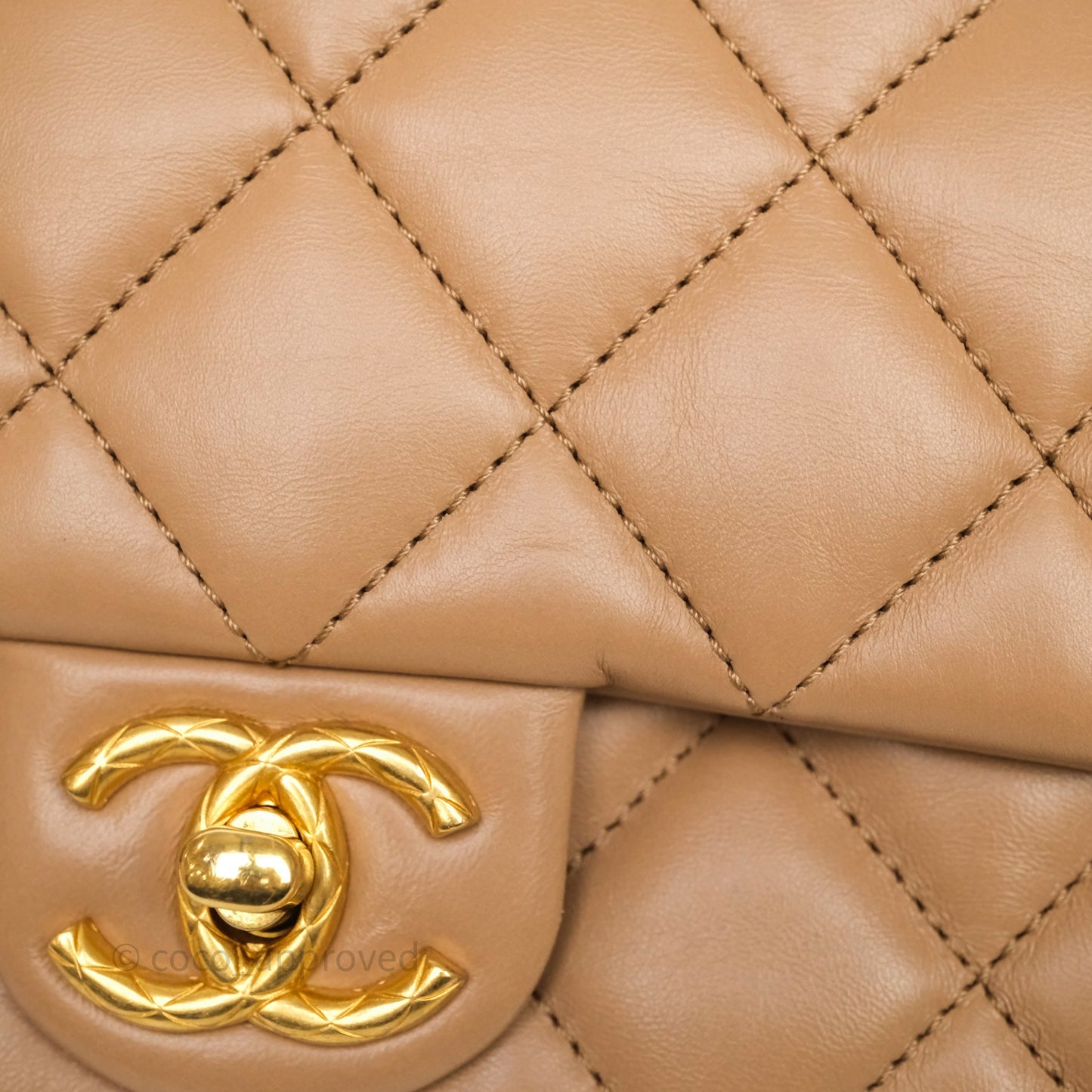 Chanel Medium All Slide Adjustable Chain Flap Bag Beige Lambskin Aged Gold Hardware