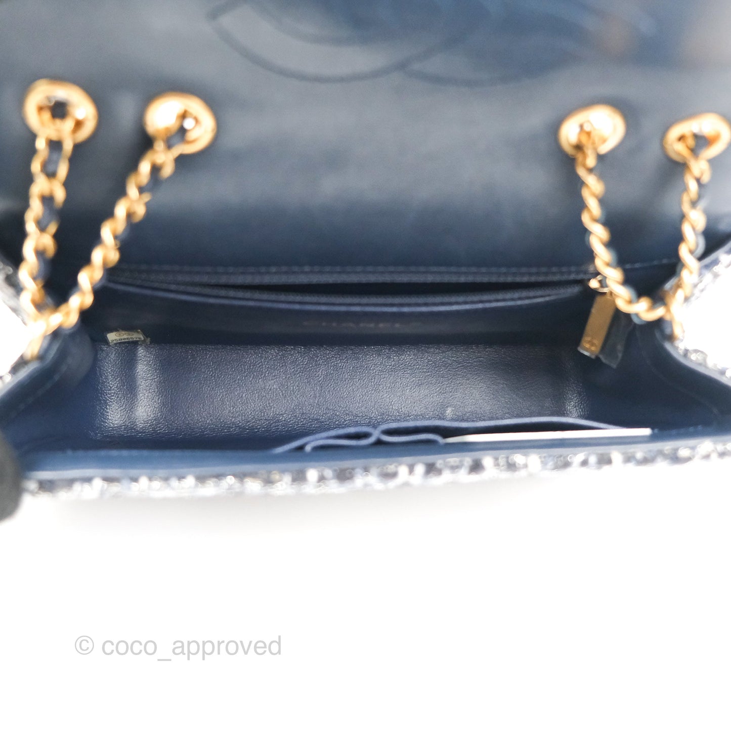 Chanel Quilted Small CC Filigree Flap Navy Tweed Python 18S