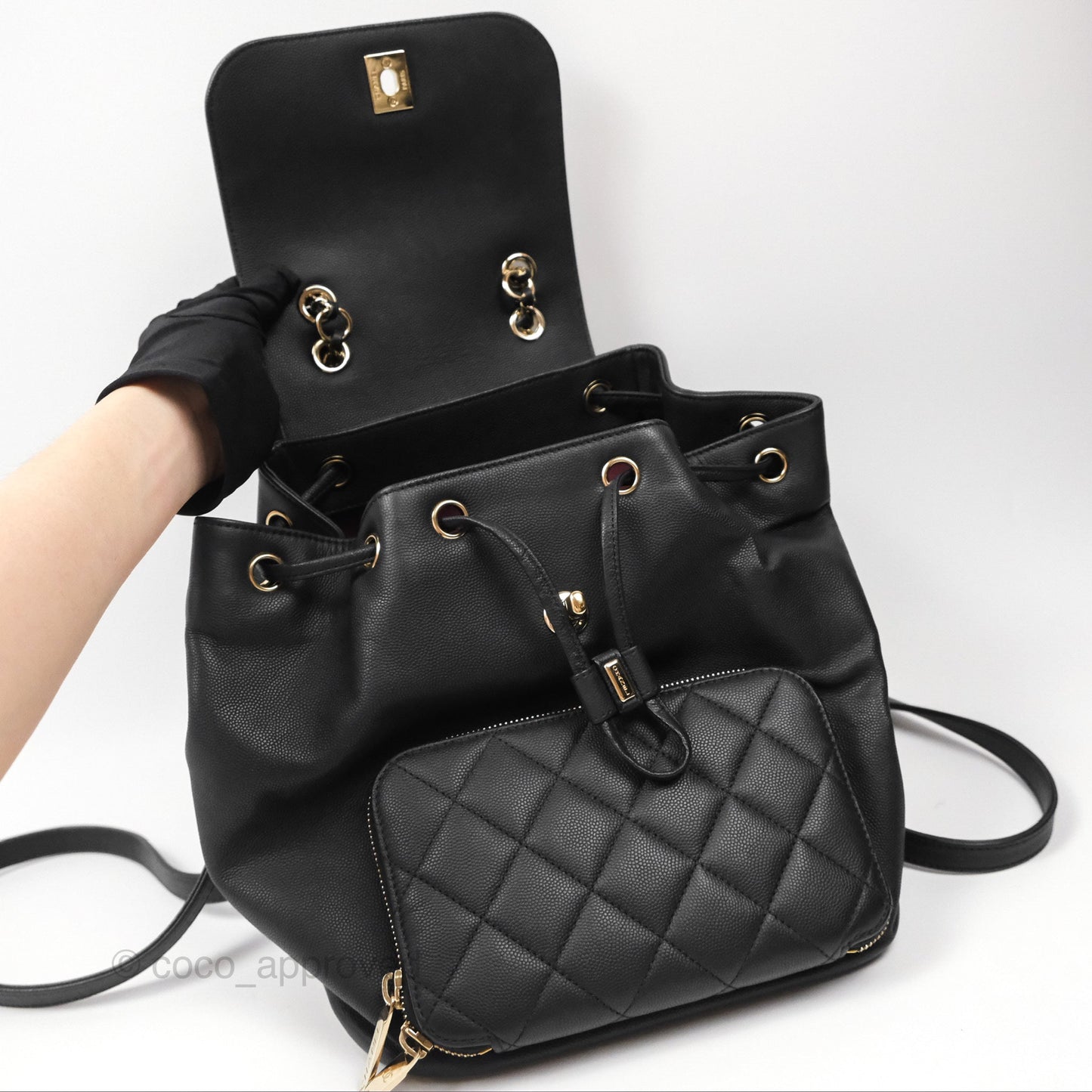Chanel Quilted Business Affinity Backpack Black Caviar Gold Hardware