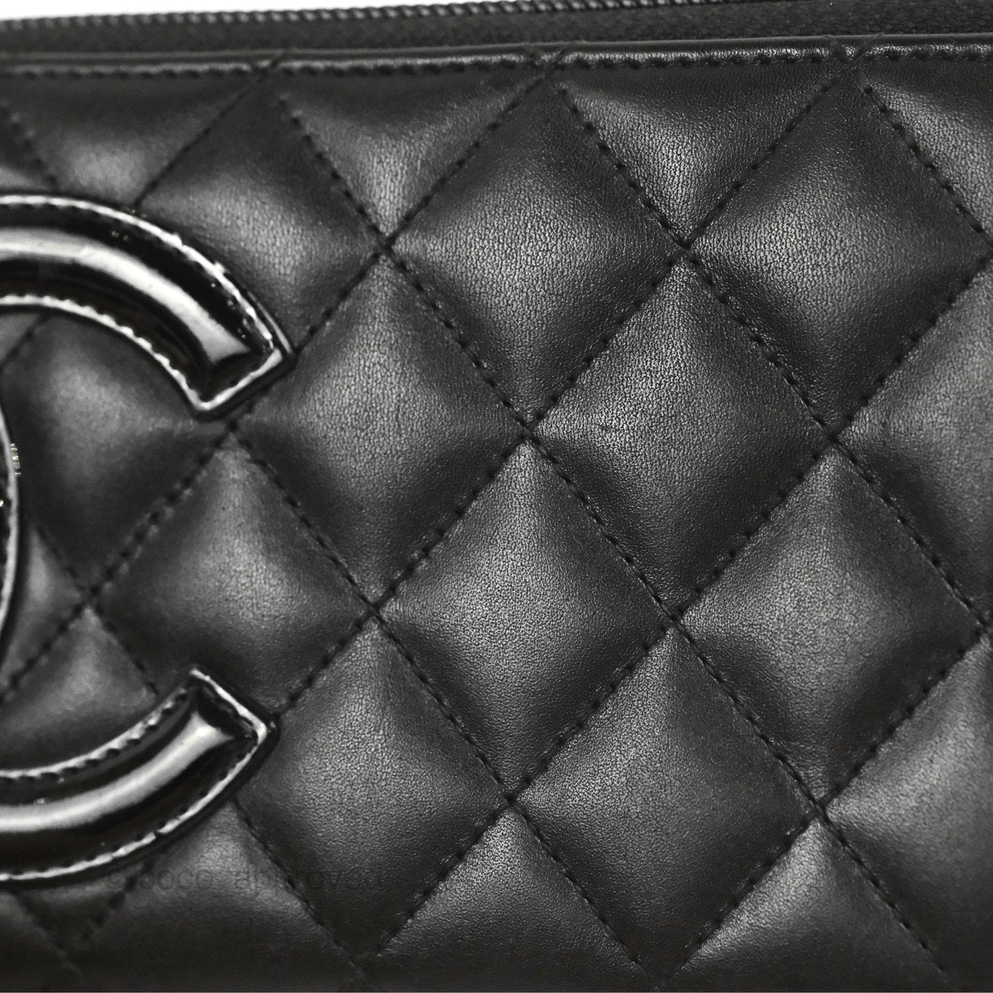 Chanel Quilted Cambon Yen Zip Long Wallet Black Calfskin Silver Hardware