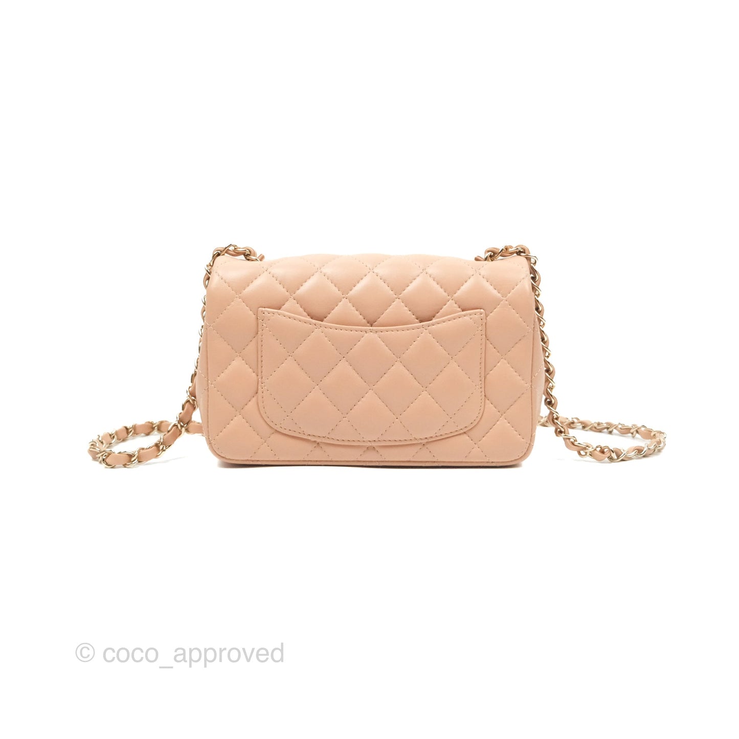 Chanel Quilted Mini Rectangular Flap Beige Lambskin Gold Hardware