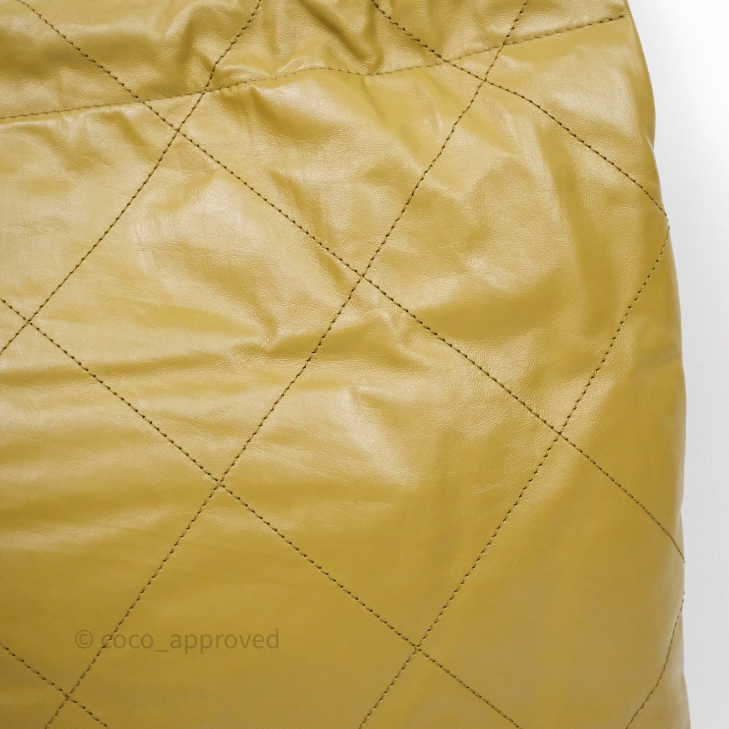 Chanel 22 Bag Medium Crumpled Olive Green Calfskin Aged Gold Hardware