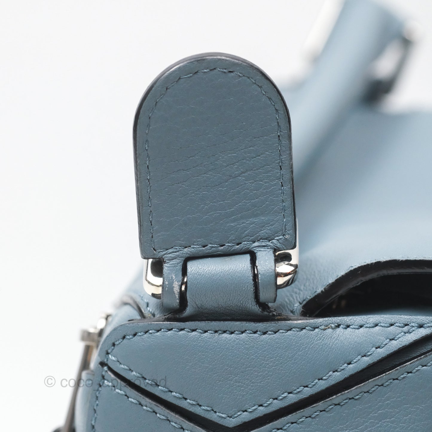 Loewe Small Puzzle Bag Blue Calfskin Silver Hardware