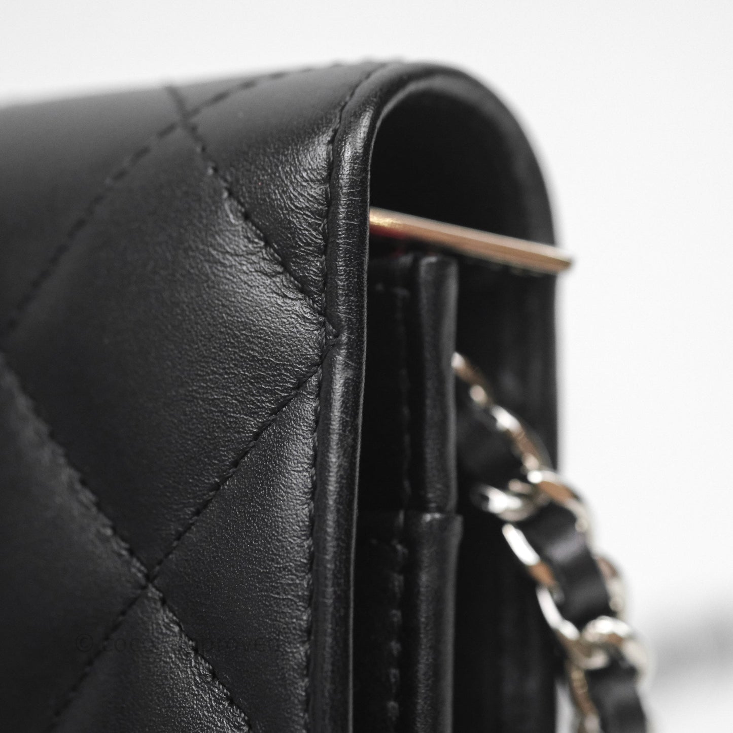 Chanel Quilted Cambon Wallet on Chain WOC Black Calfskin Silver Hardware