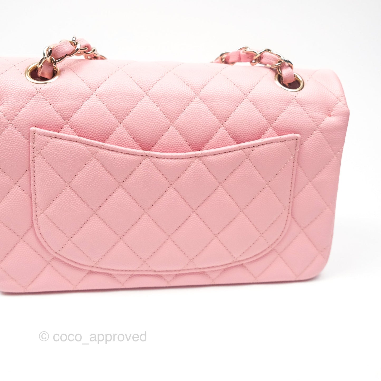 Chanel Small Classic Flap Quilted Sakura Pink Caviar Gold Hardware 22C