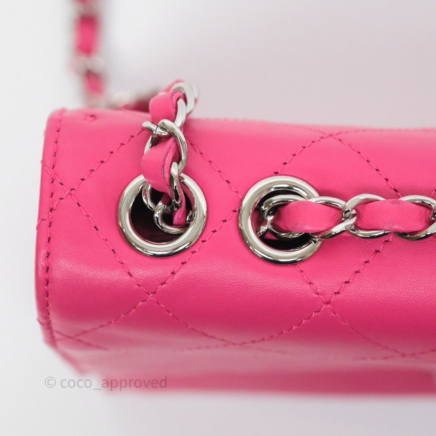 Chanel Stitched Double Flap Bag Pink Calfskin Silver Hardware
