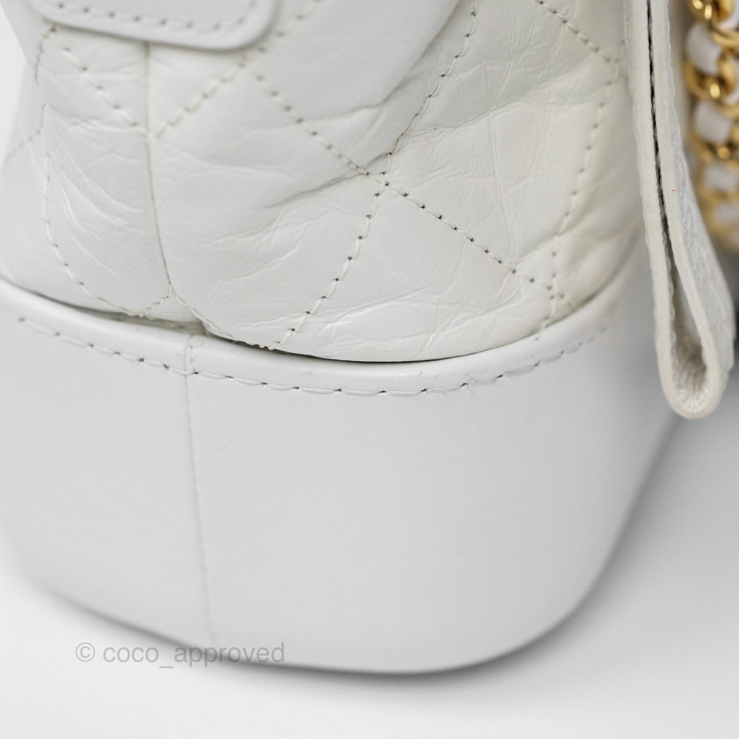 Chanel Small Gabrielle Hobo Quilted White Aged Calfskin