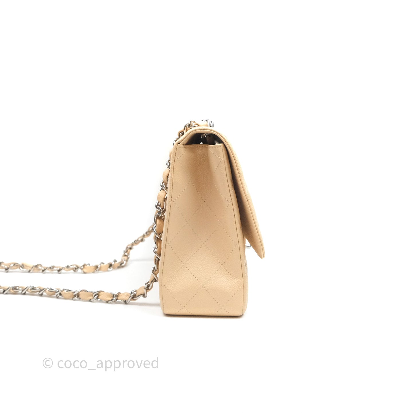 Chanel Jumbo Single Flap Beige Caviar Silver Hardware