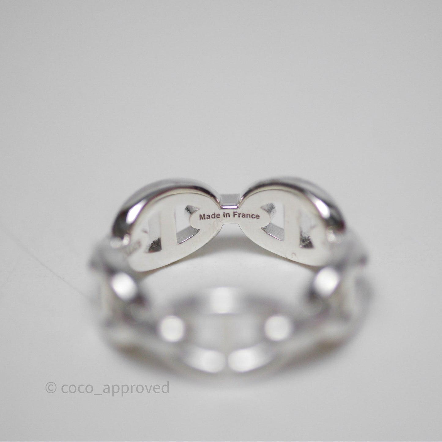 Hermès Sterling Silver PM Chaine d'Ancre Enchainee Band Ring Size 52