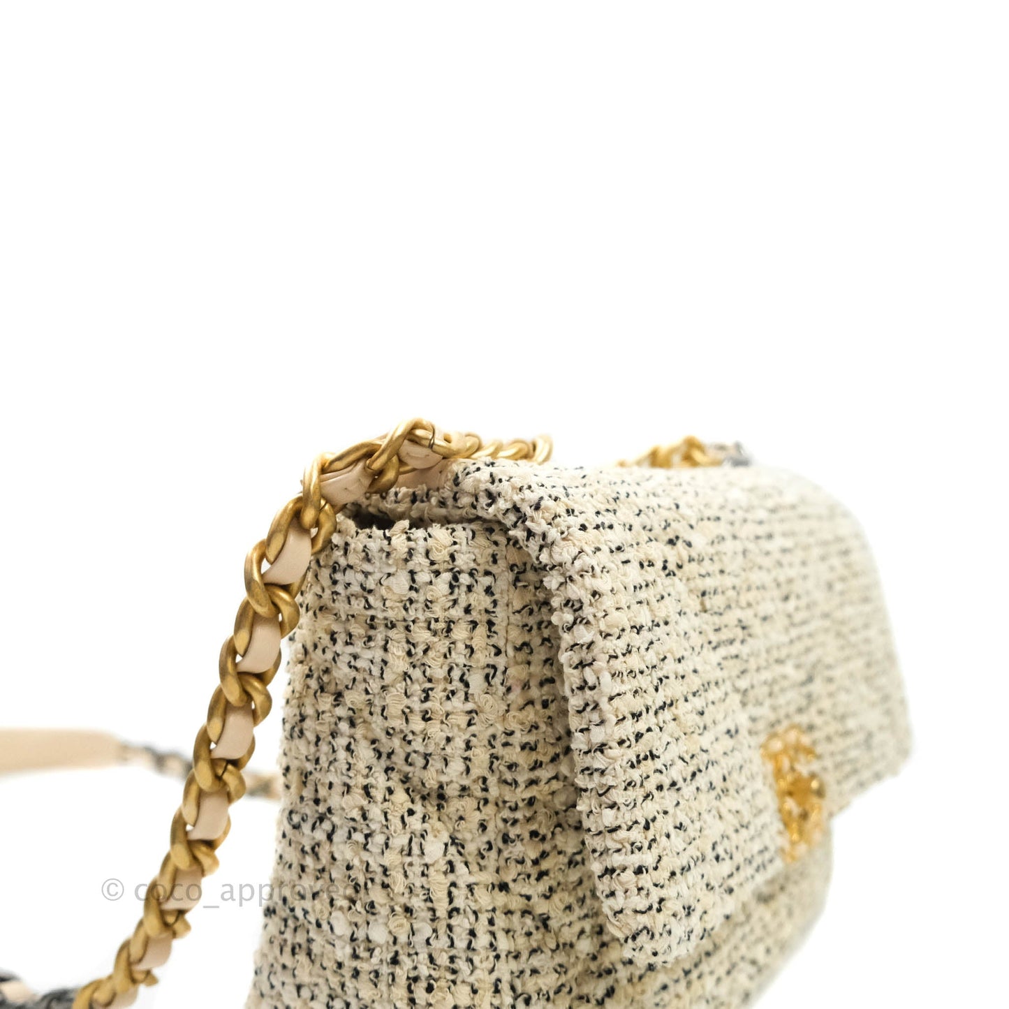 Chanel 19 Small Oreo Tweed Cream Mixed Hardware