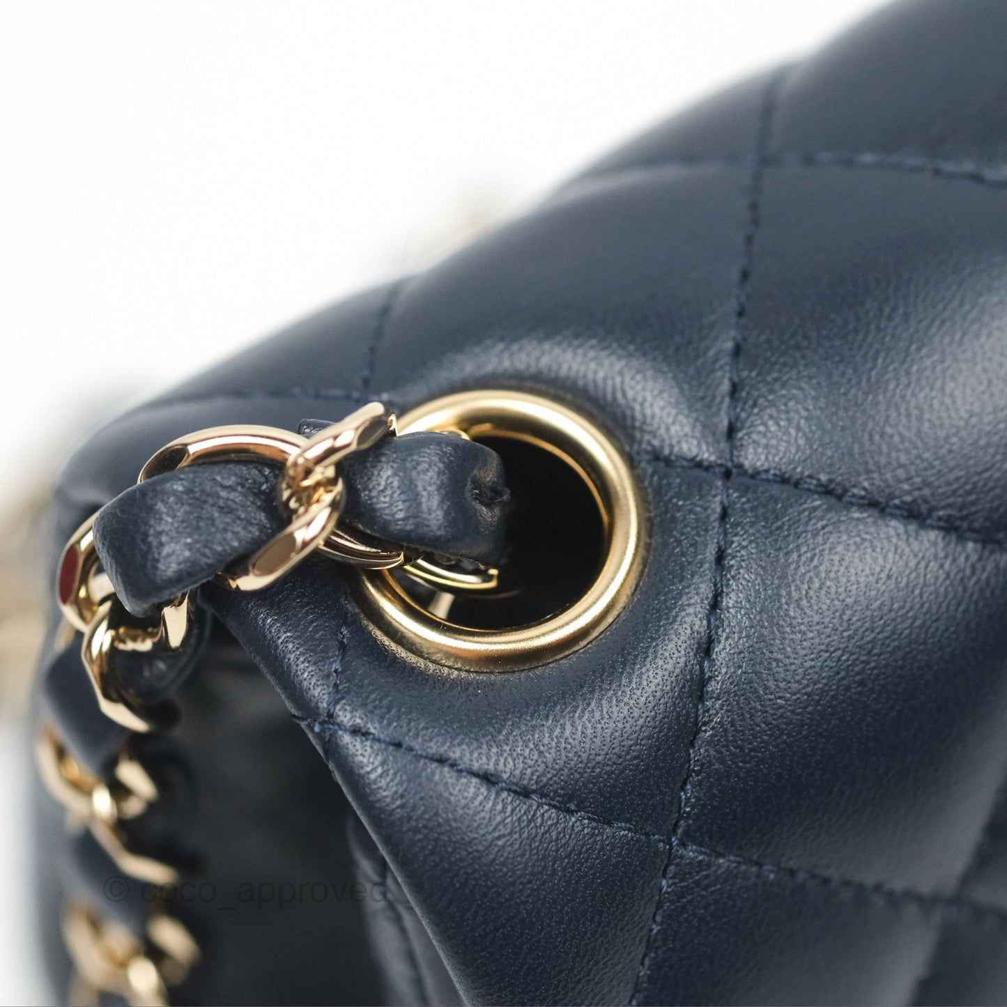 Chanel Mini Square Quilted Navy Lambskin Gold Hardware