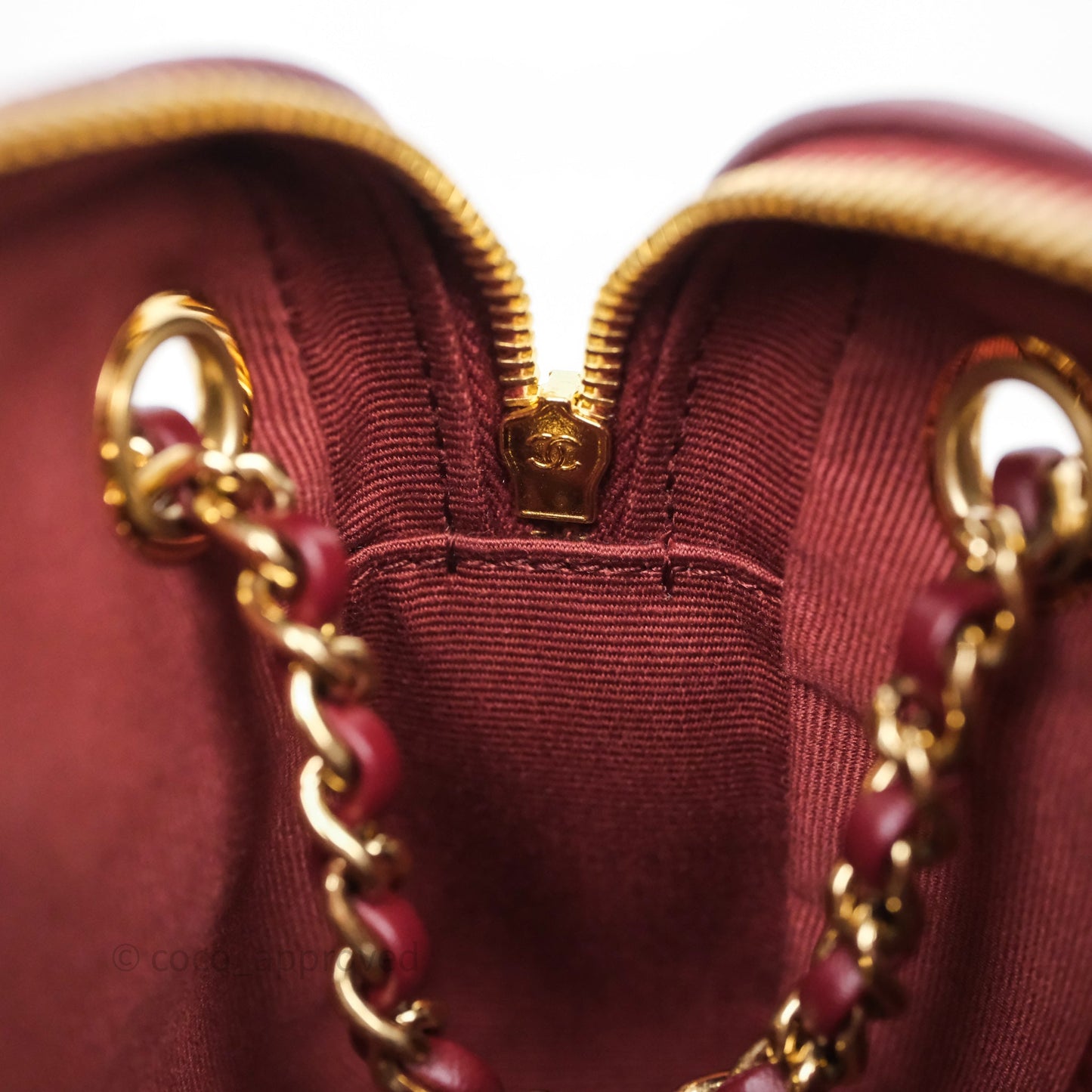 Chanel Small Camera Bag Burgundy Lambskin Gold Hardware