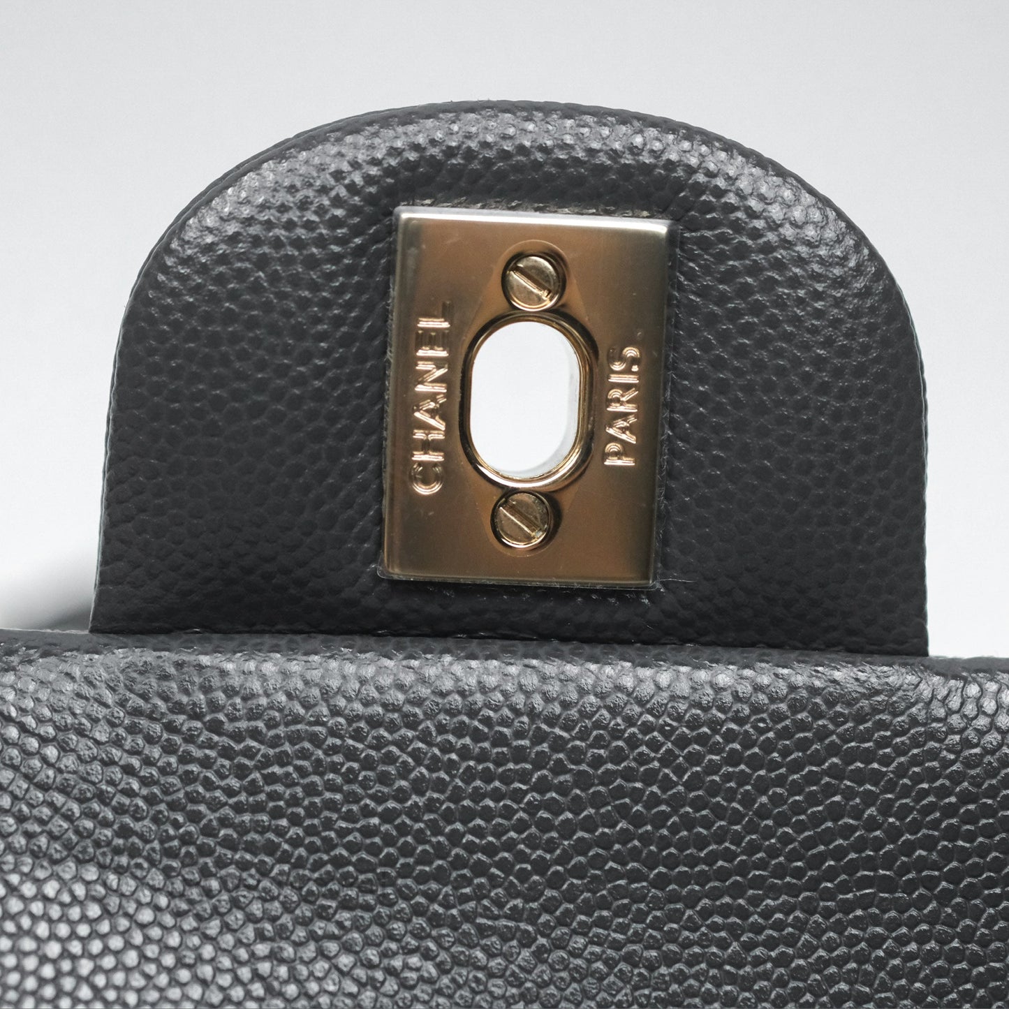 Chanel Classic M/L Medium Flap Quilted Dark Grey Caviar Gold Hardware
