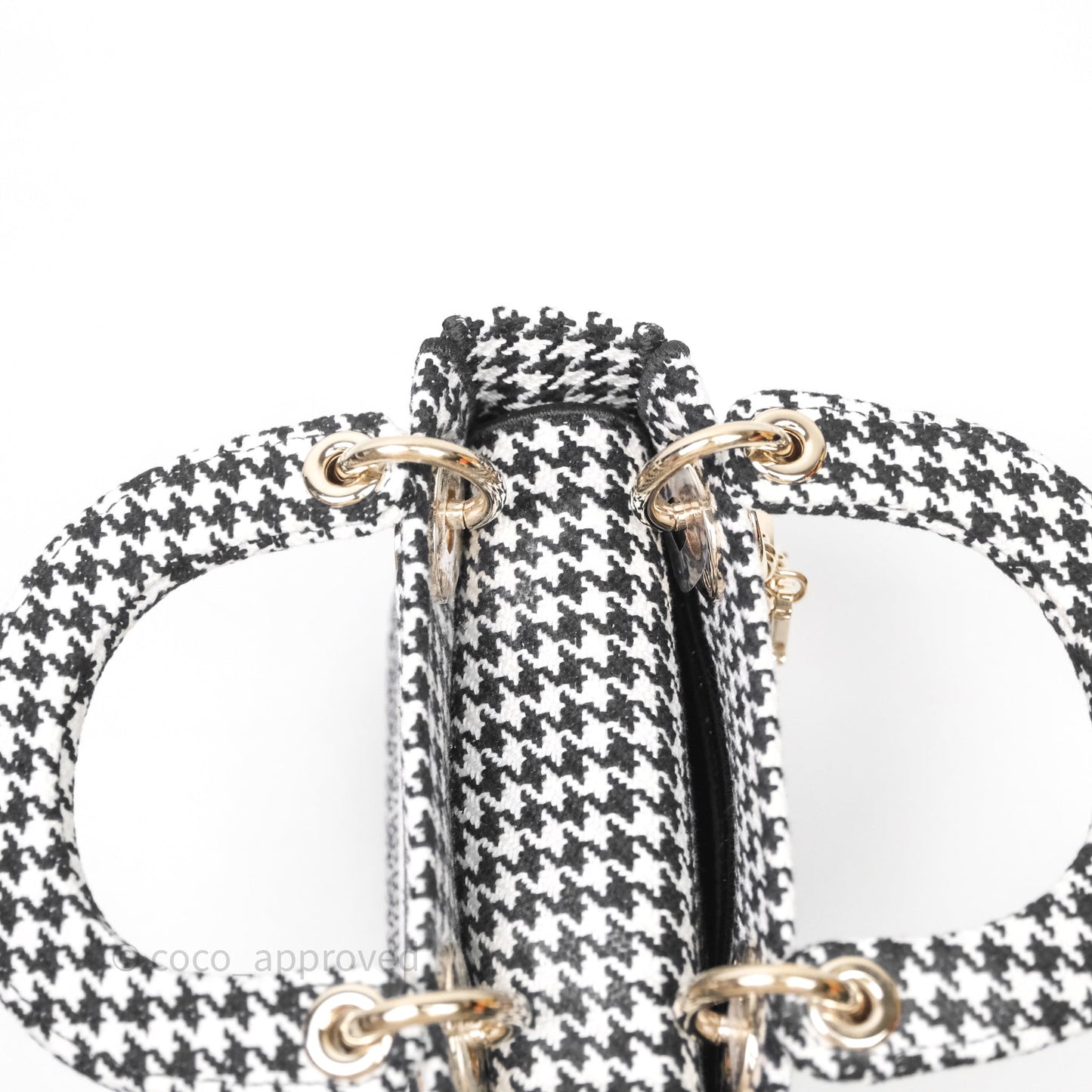 Christian Dior Mini Lady D-Lite Bag Black White Houndstooth