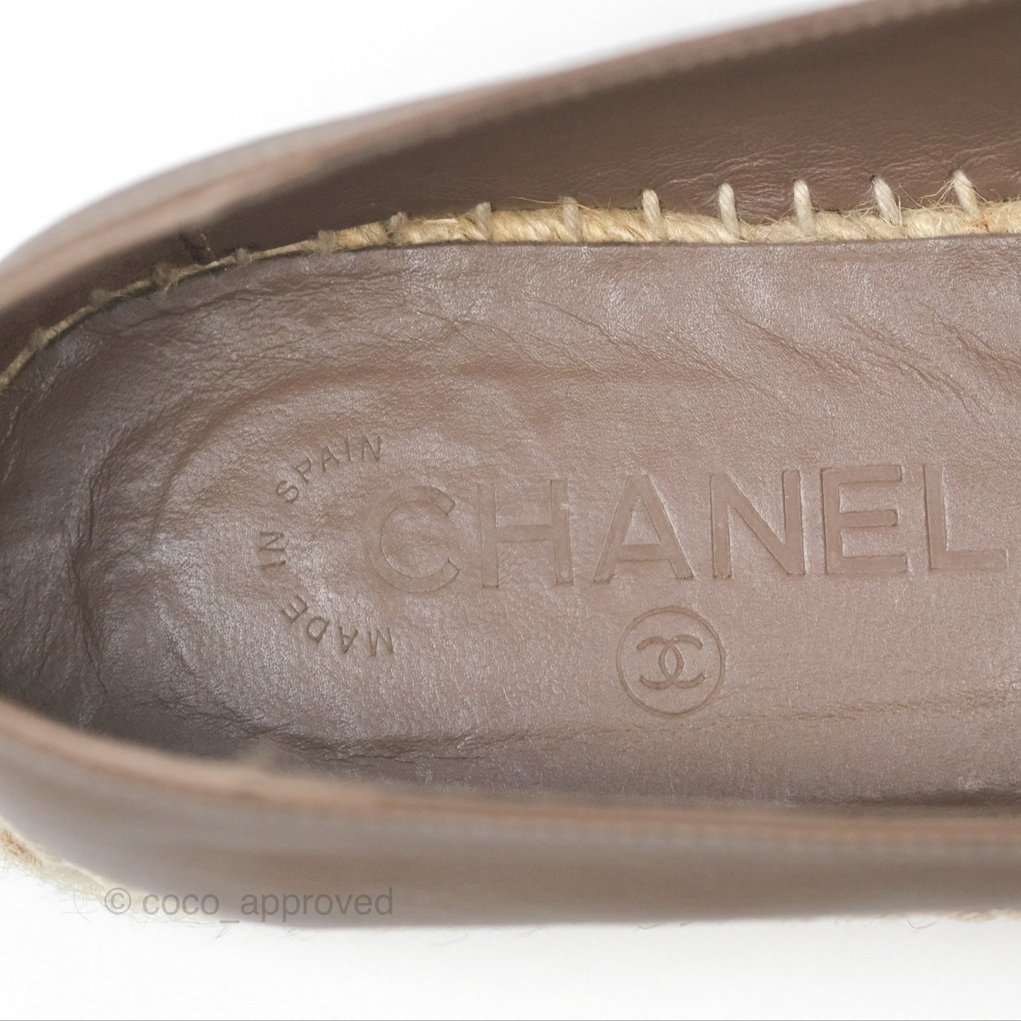 Chanel Espadrille Brown Leather Size 40