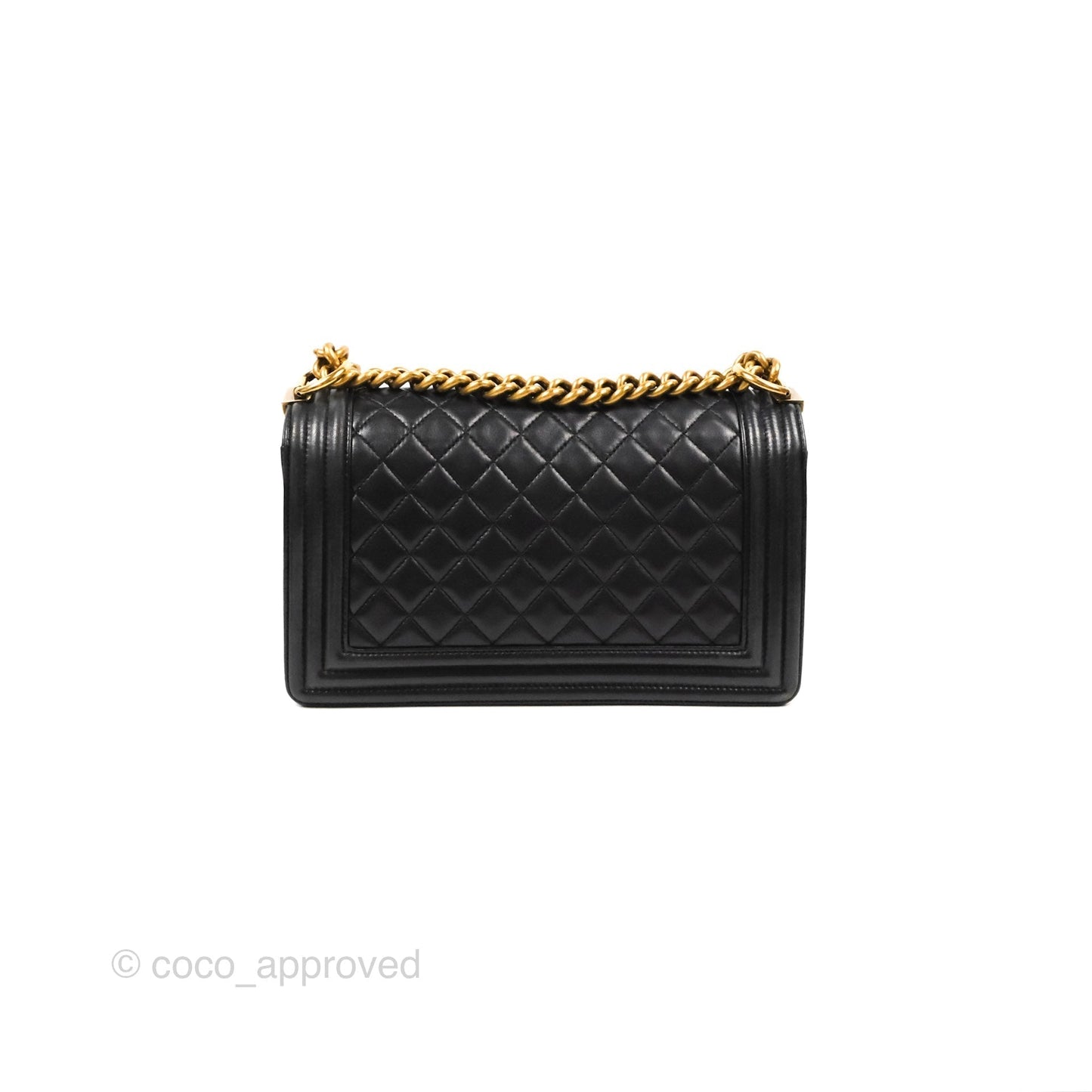 Chanel Quilted Medium Boy Black Lambskin Aged Gold Hardware