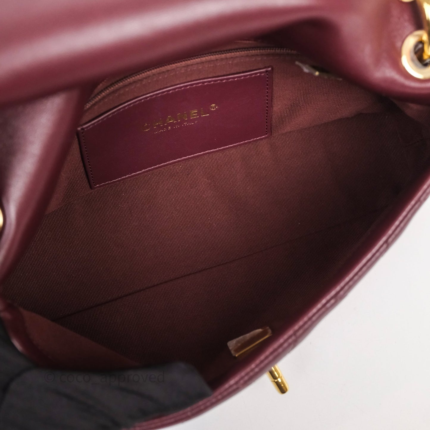Chanel Quilted Shoulder Flap Bag Red Burgundy Lambskin Gold Hardware