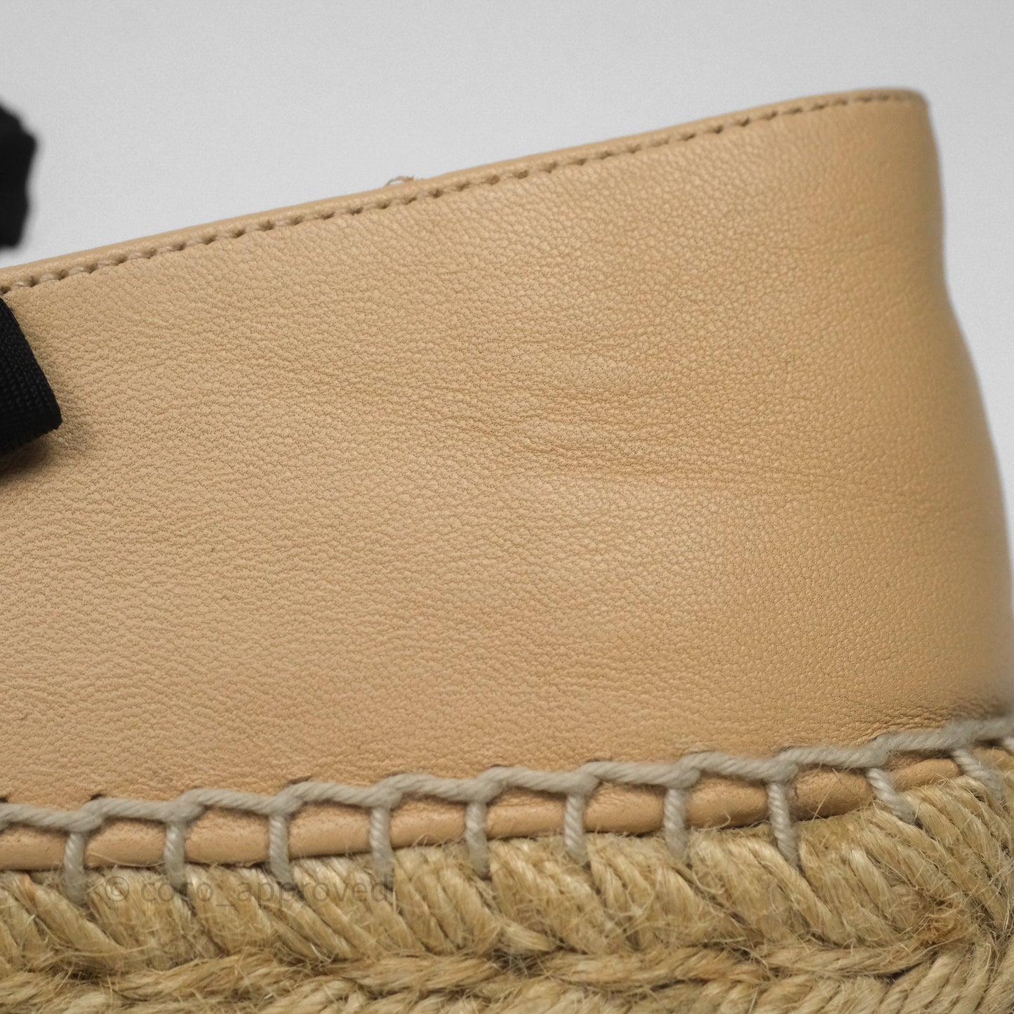 Chanel CC Espadrilles Beige Black Lambskin Size 36