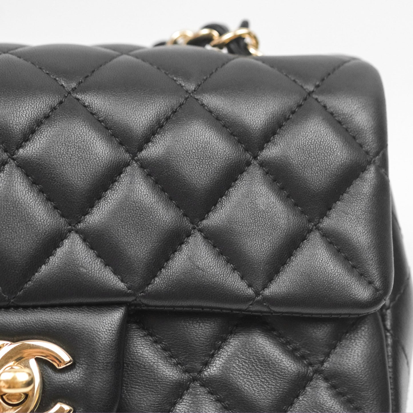 Chanel Quilted Mini Rectangular Black Lambskin Gold Hardware