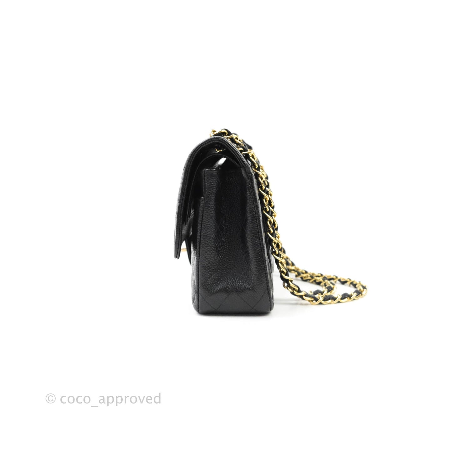 Chanel Quilted M/L Medium Double Flap Black Caviar Gold Hardware