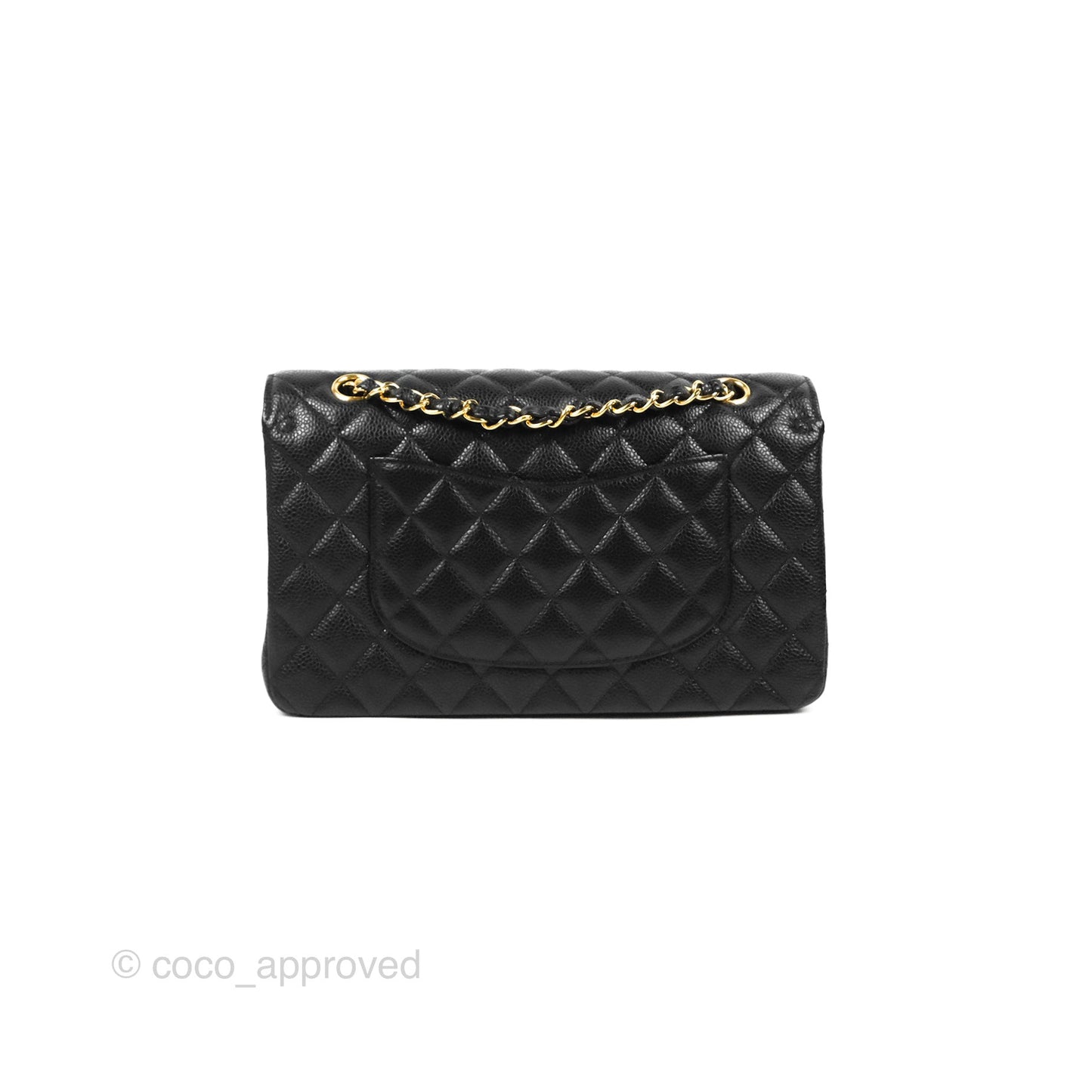 Chanel Classic M/L Medium Flap Quilted Black Caviar Gold Hardware