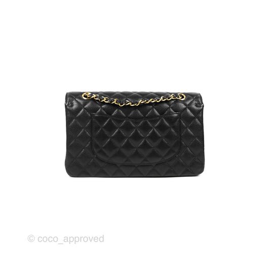 Chanel Classic M/L Medium Flap Quilted Black Caviar Gold Hardware