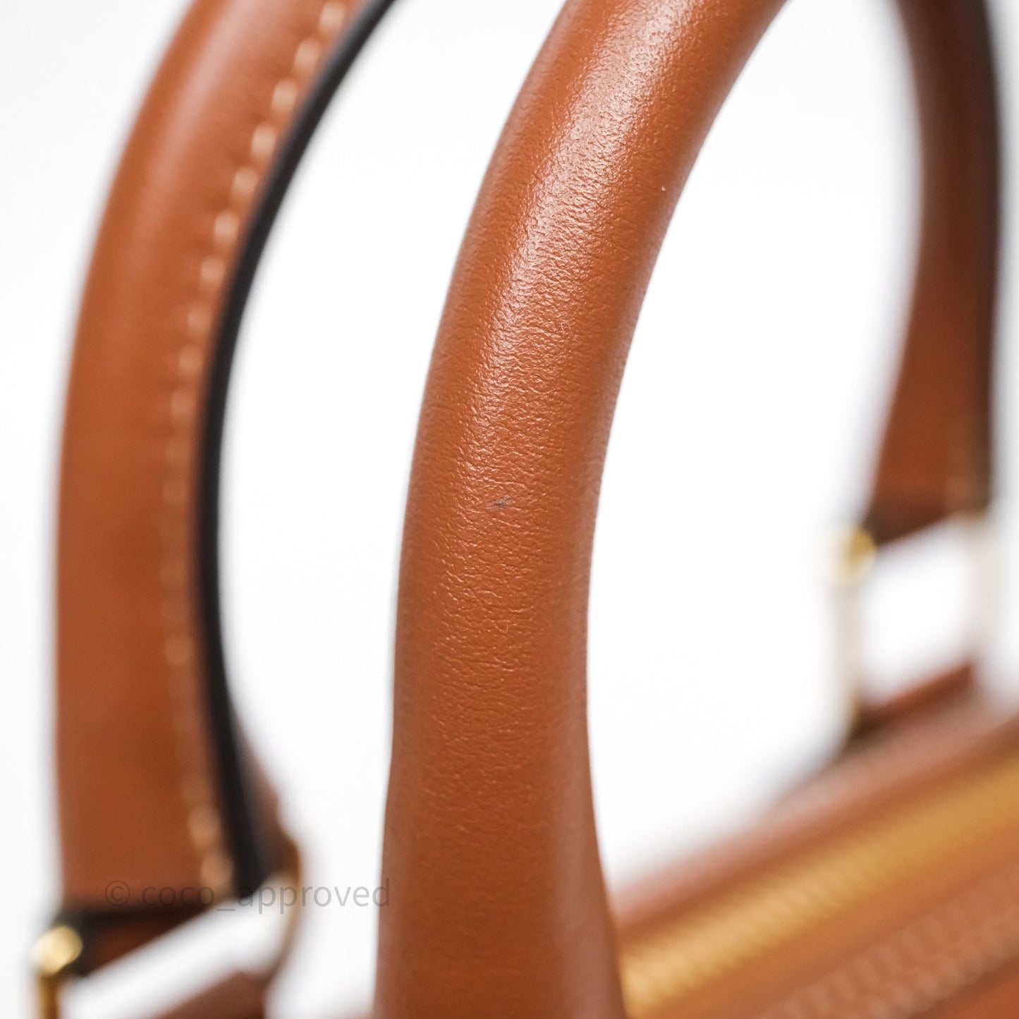 Celine Small Boston Bag Tan Calfskin Gold Hardware