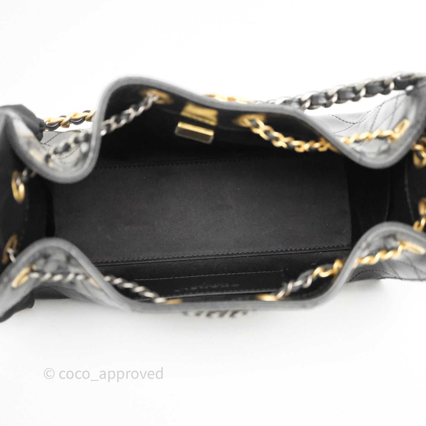 Chanel 25 Mini Black Shiny Crumpled Calfskin Mixed Hardware