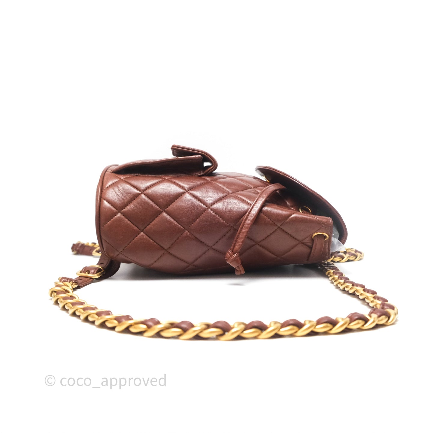 Chanel Vintage CC Duma Backpack Brown Lambskin 24K Gold Hardware