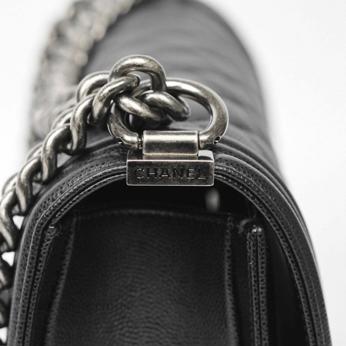 Chanel Medium Boy Quilted Black Caviar Ruthenium Hardware