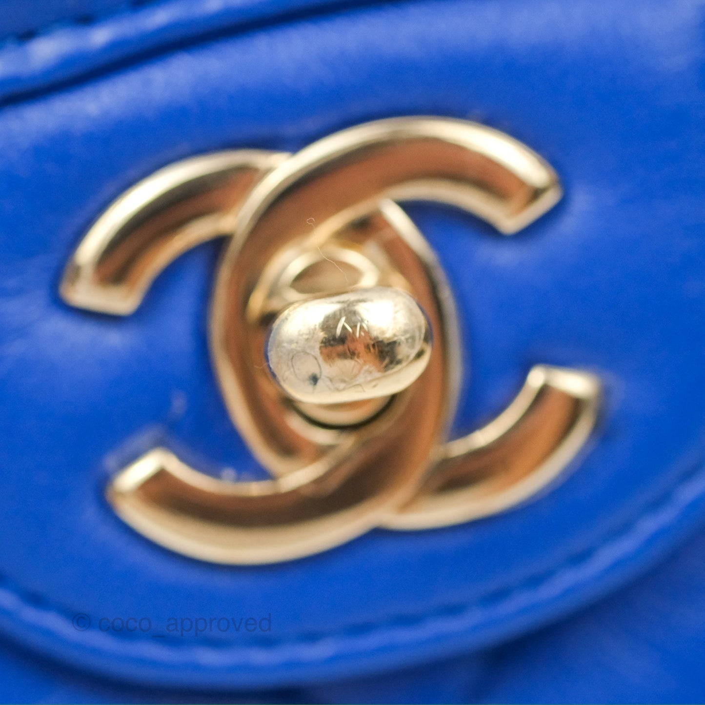 Chanel Medium Classic Flap Chevron Blue Lambskin Gold Hardware