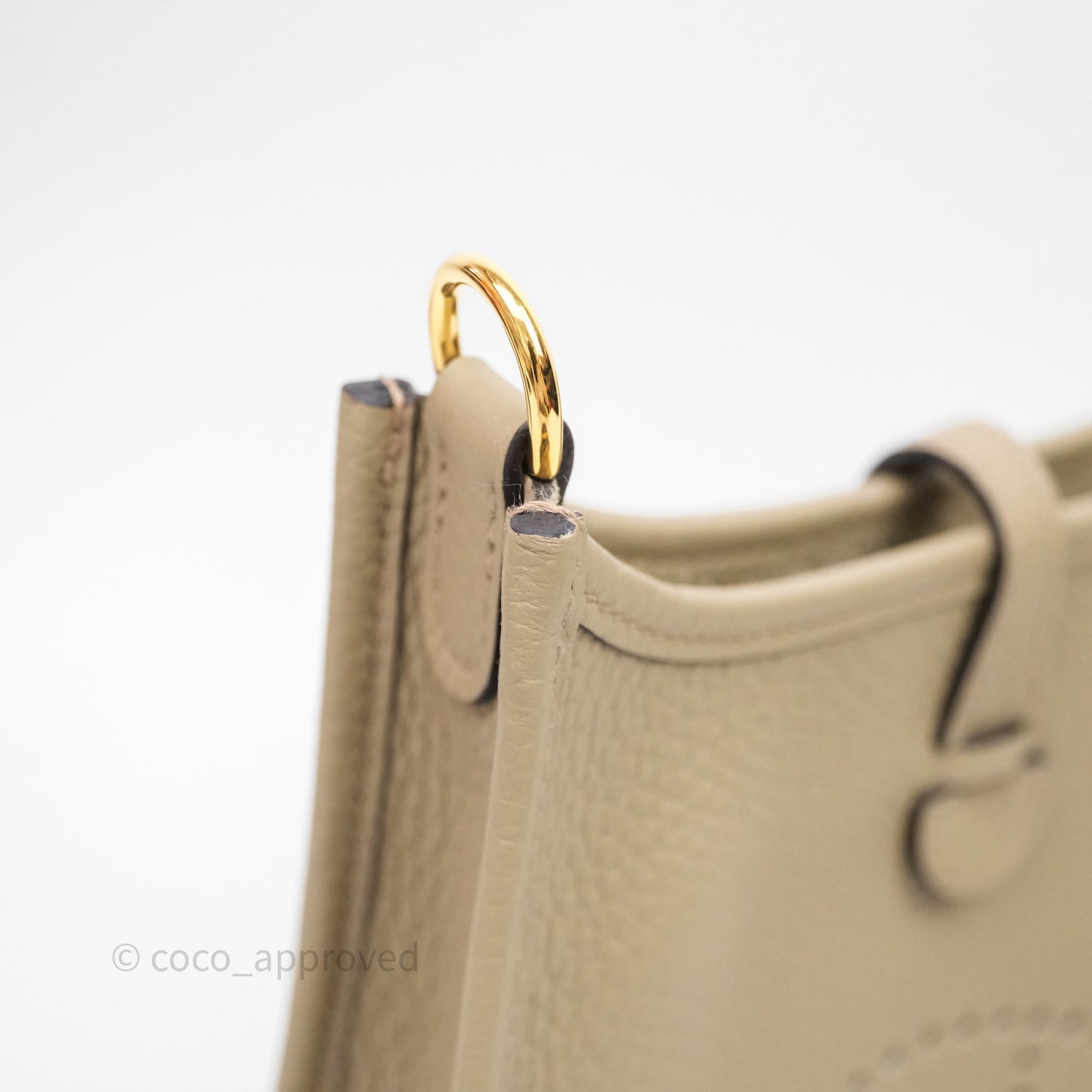 Hermès Mini Evelyne 16 Beige Marfa 8Q Clemence Gold Hardware
