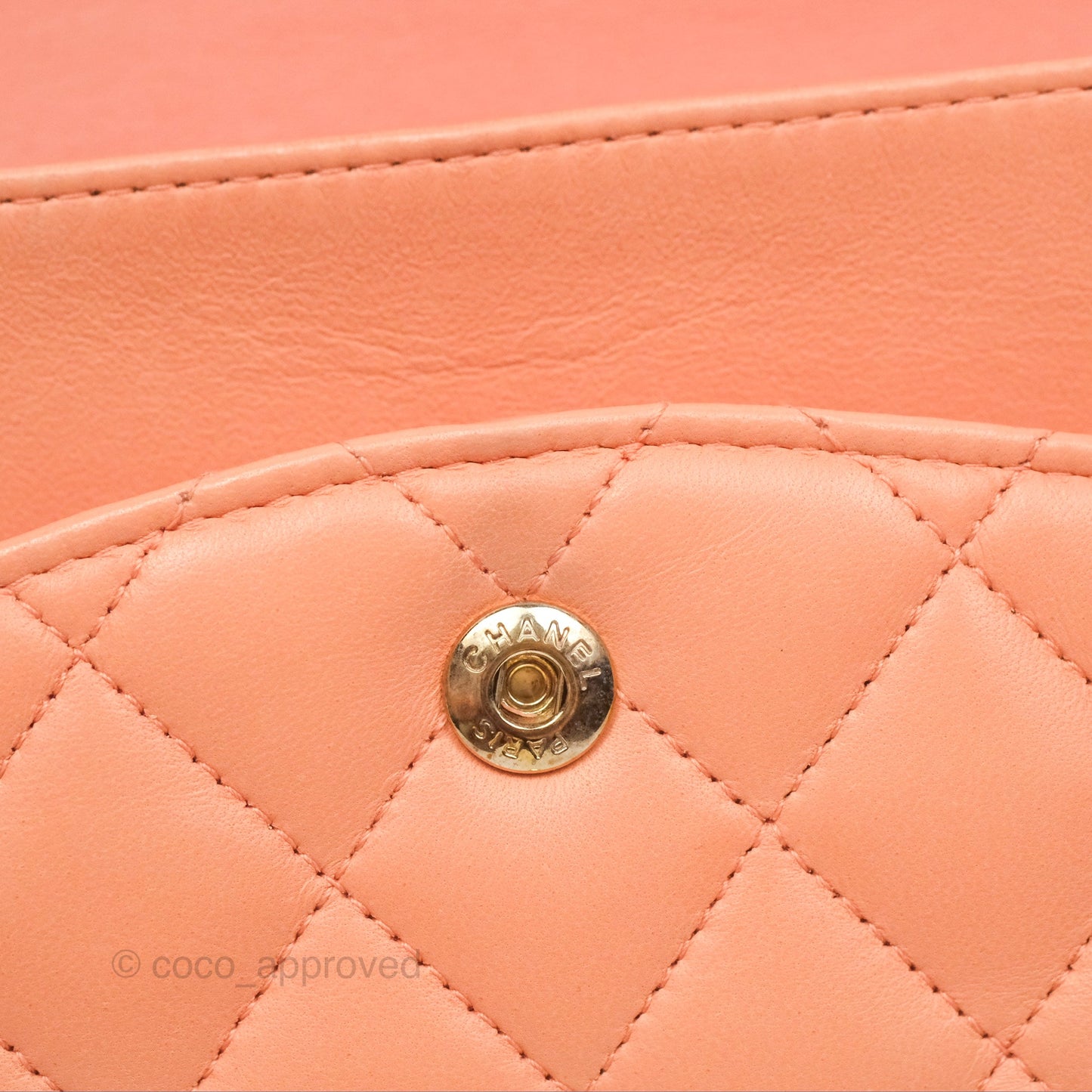 Chanel Classic M/L Medium Flap Quilted Peach Lambskin Gold Hardware