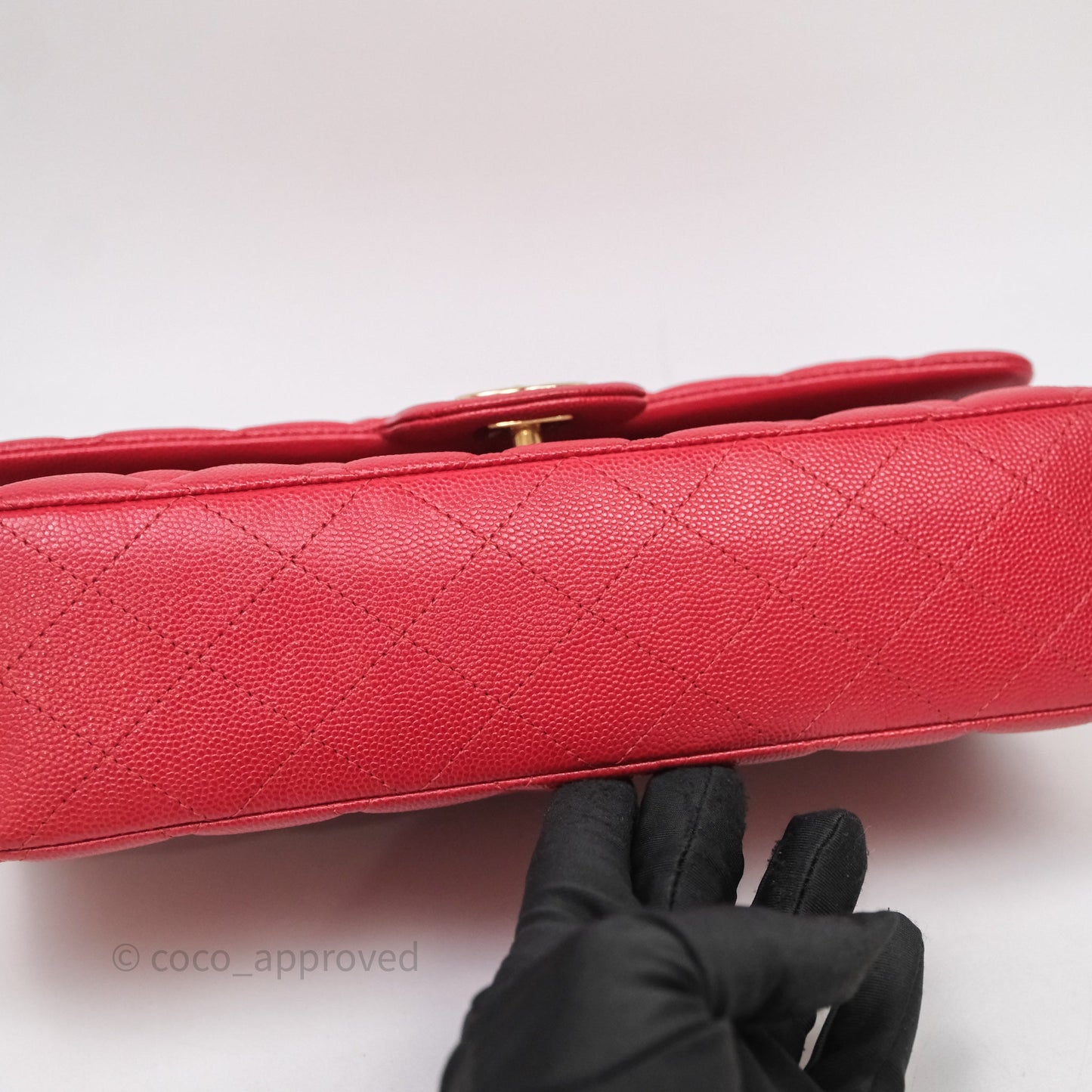 Chanel Classic M/L Medium Flap Quilted Red Caviar Gold Hardware