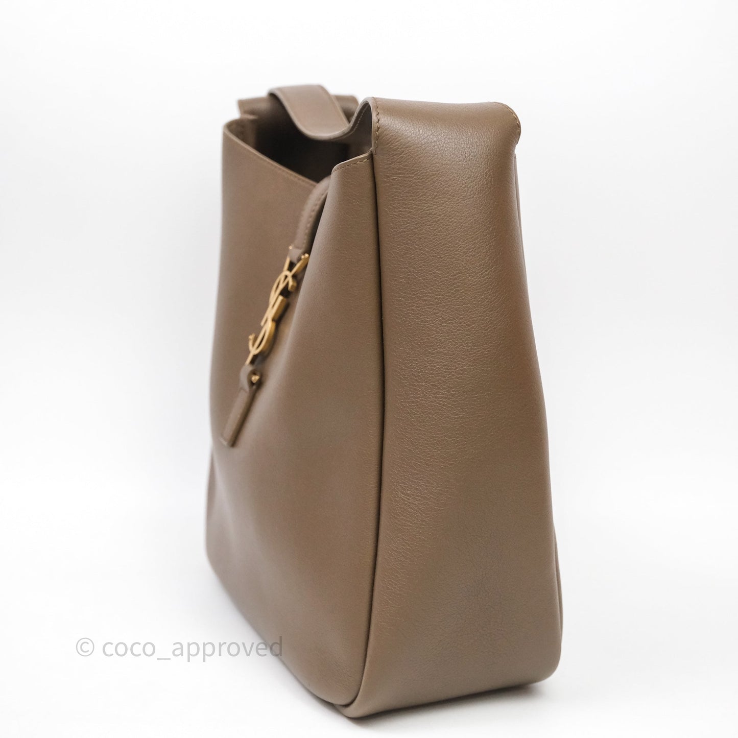 Saint Laurent LE 5 à 7 Supple Small Choco Brown Grained Leather Gold Hardware