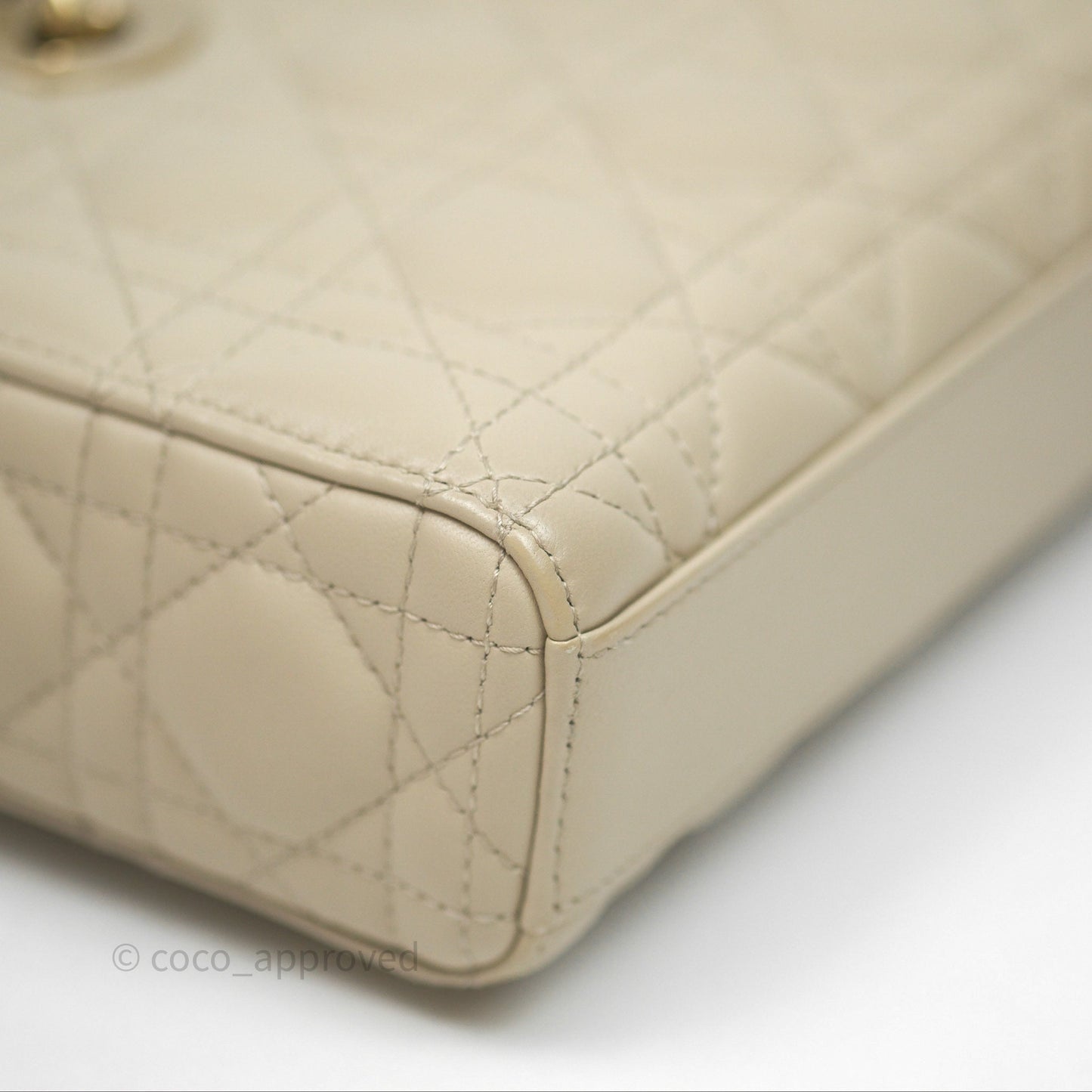 Dior Medium Lady D-Joy Bag Sand Lambskin Cannage Gold Hardware