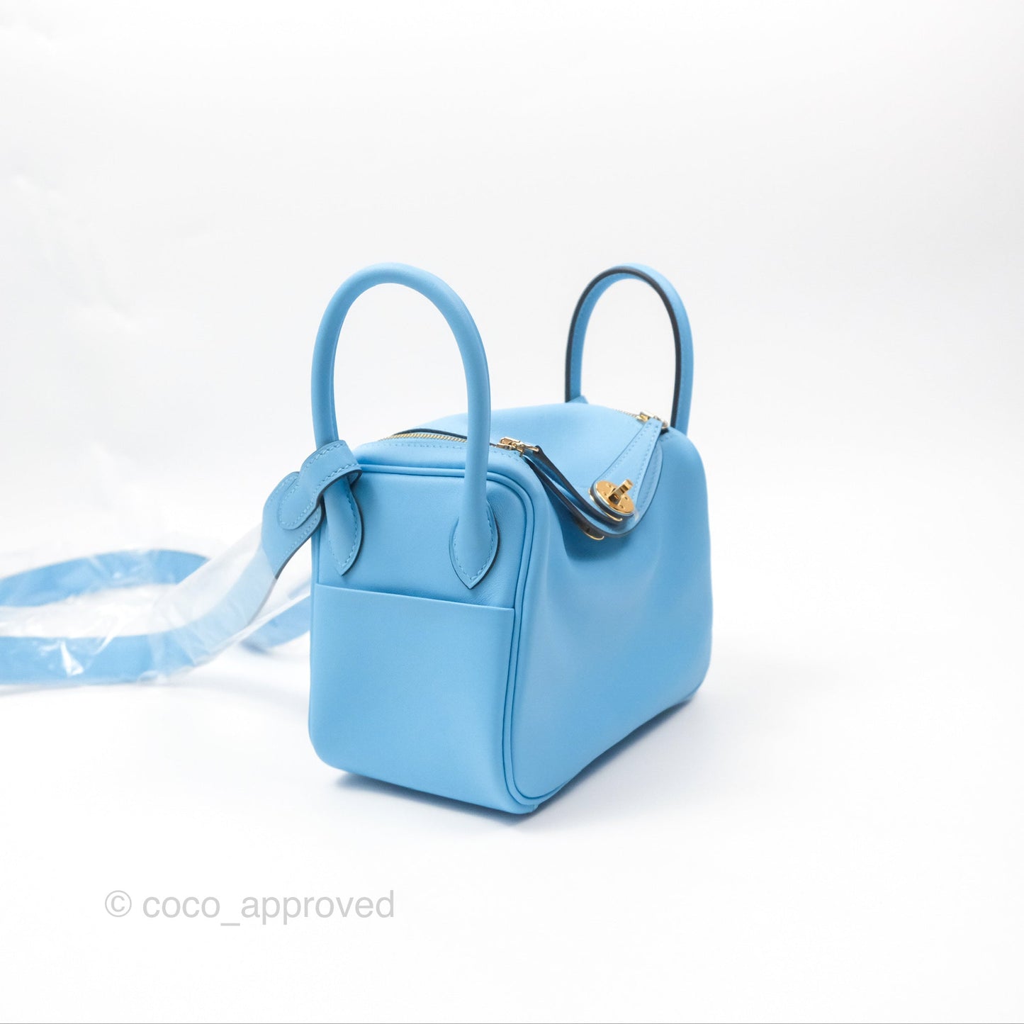 Hermès Mini Lindy 20 Celeste Swift Gold Hardware
