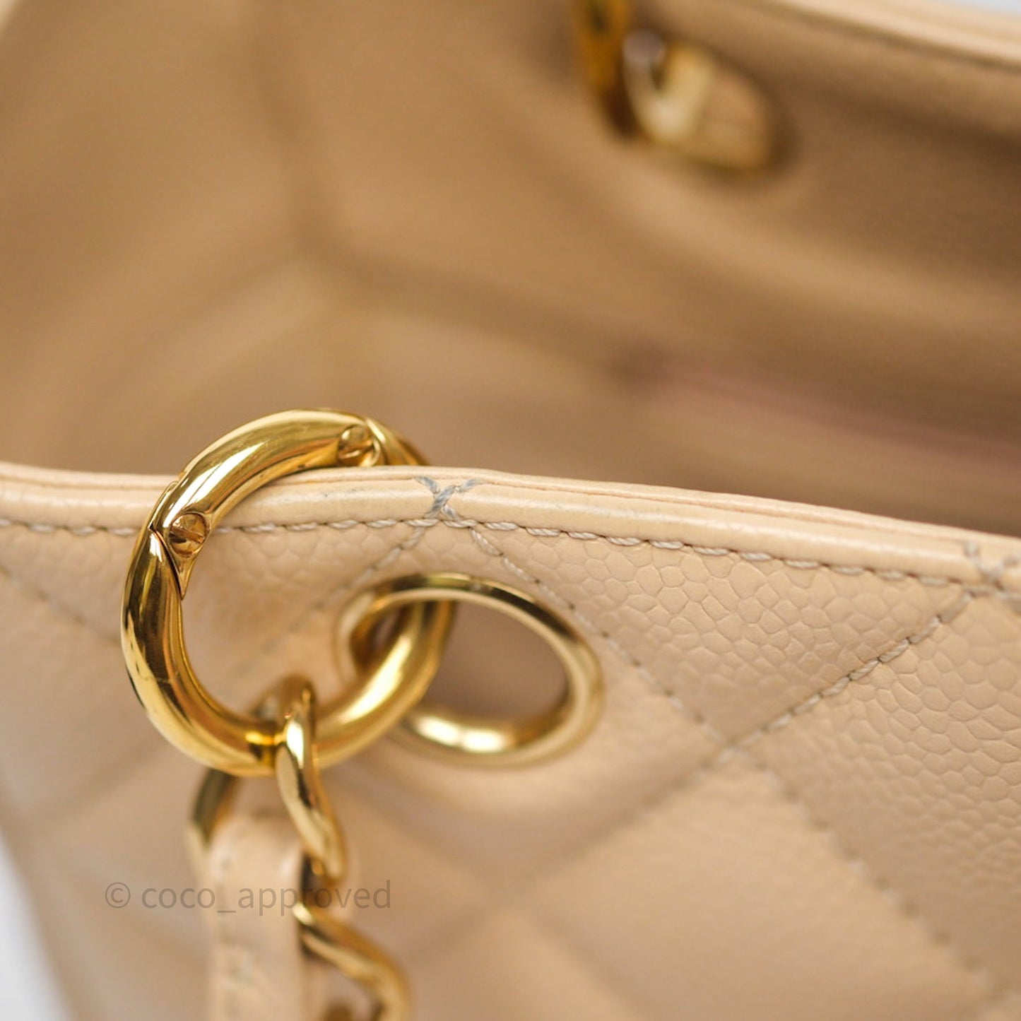 Chanel PST Tote Beige Caviar Gold Hardware