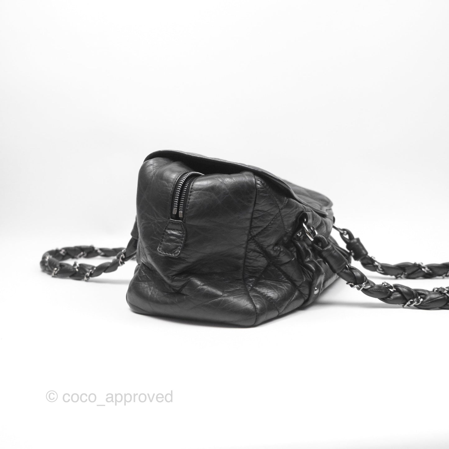 Chanel Quilted Lady Braid Bowler Bag Black Calfskin Silver Hardware