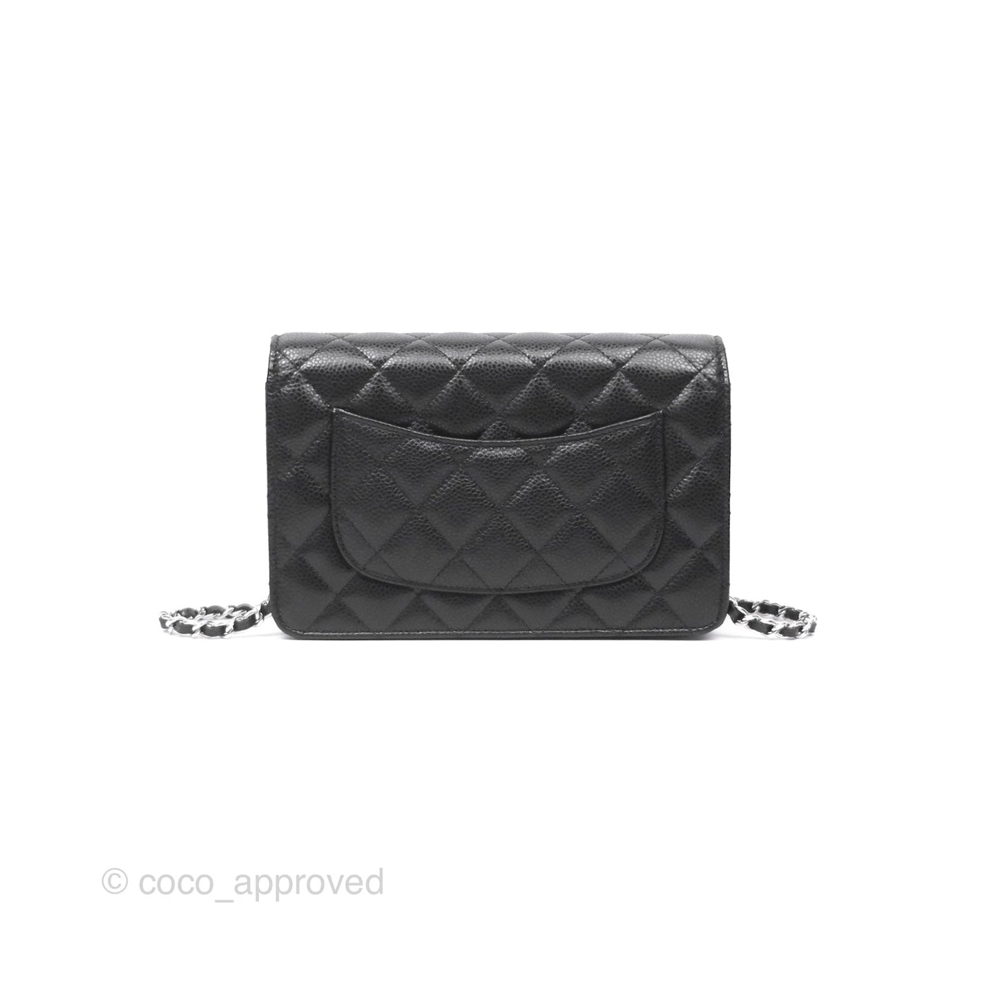 Chanel Classic Wallet On Chain WOC Quilted Black Caviar Silver Hardware