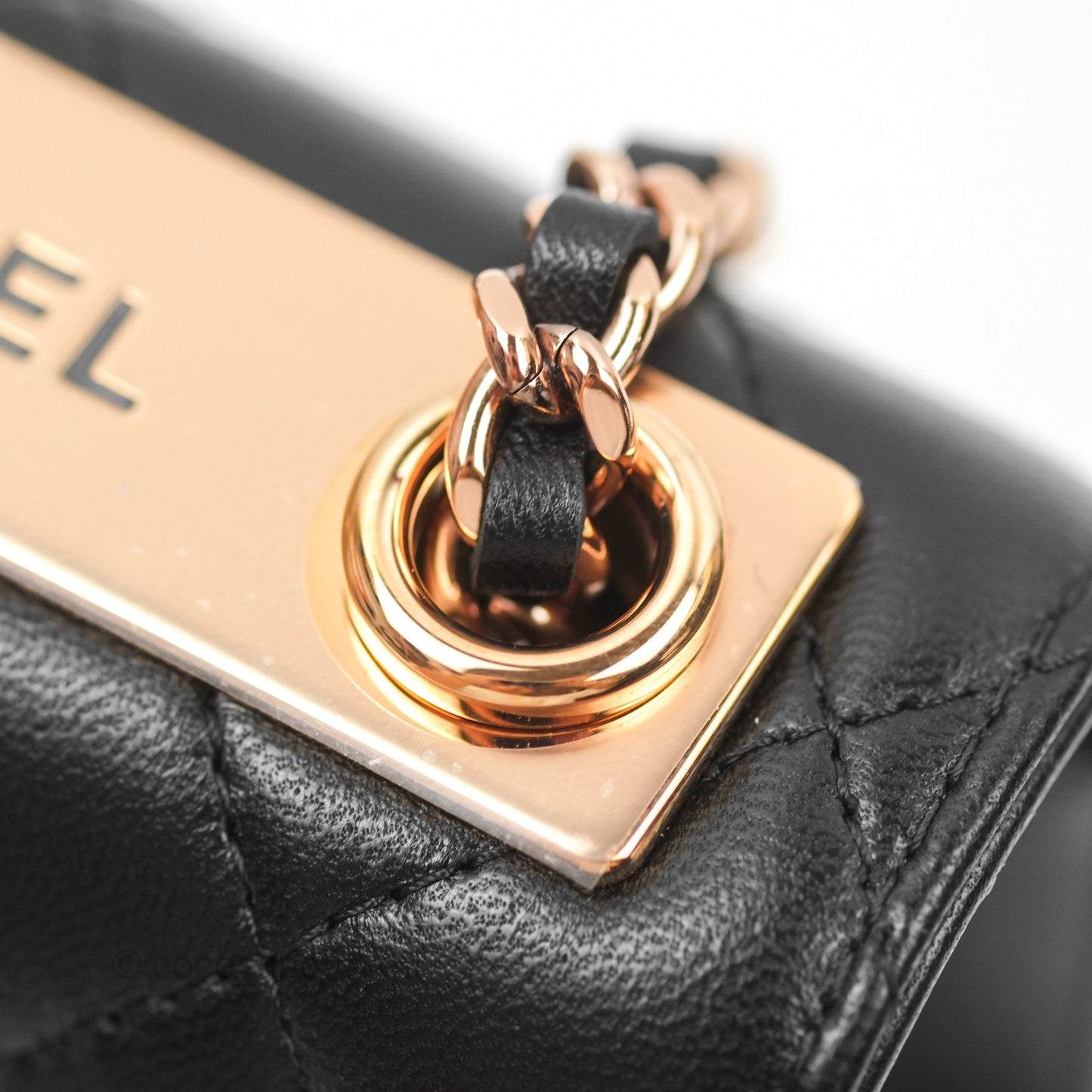 Chanel Mini Quilted Trendy CC Clutch With Chain Black Lambskin Rose Gold Hardware