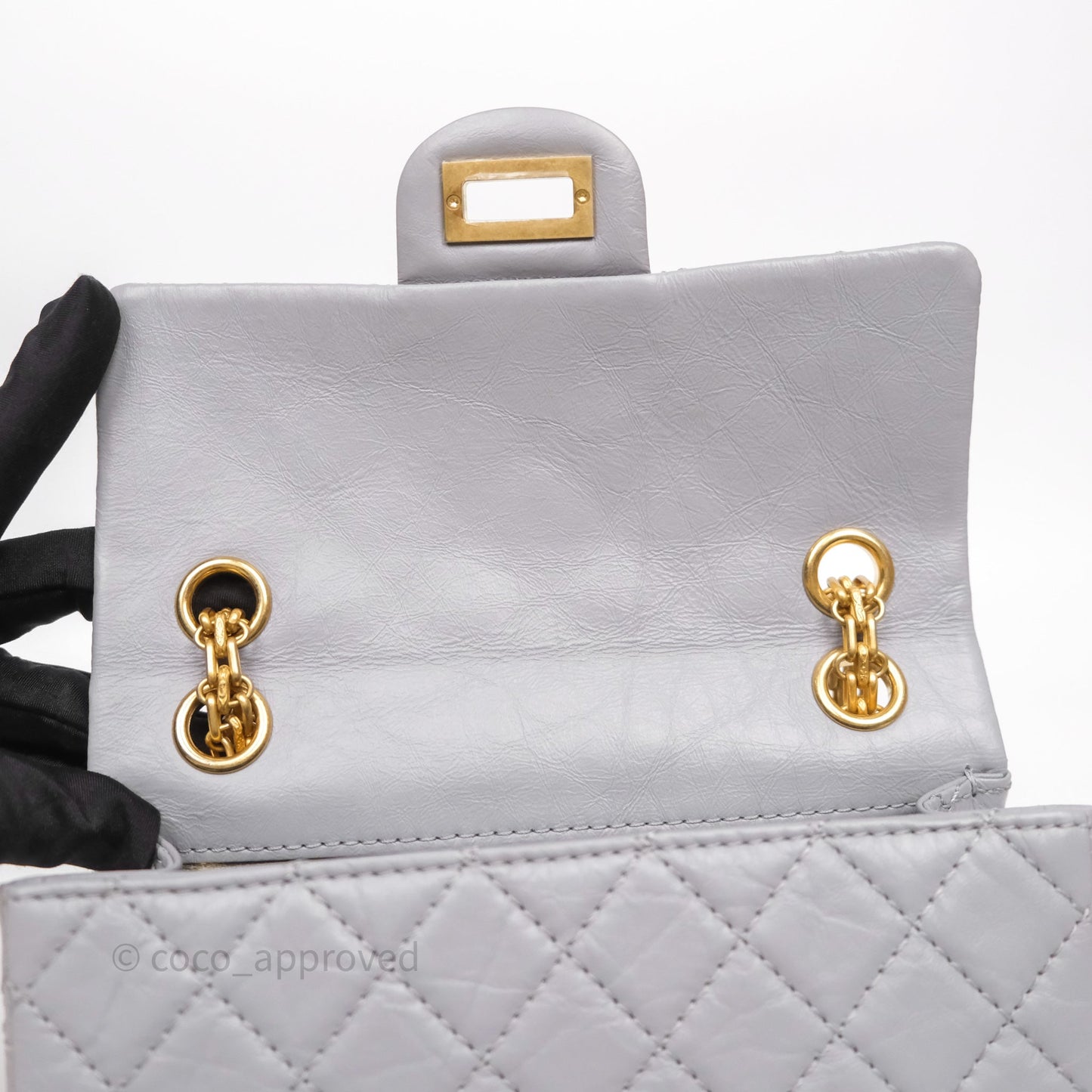 Chanel Mini Reissue 224 Grey Aged Calfskin Aged Gold Hardware