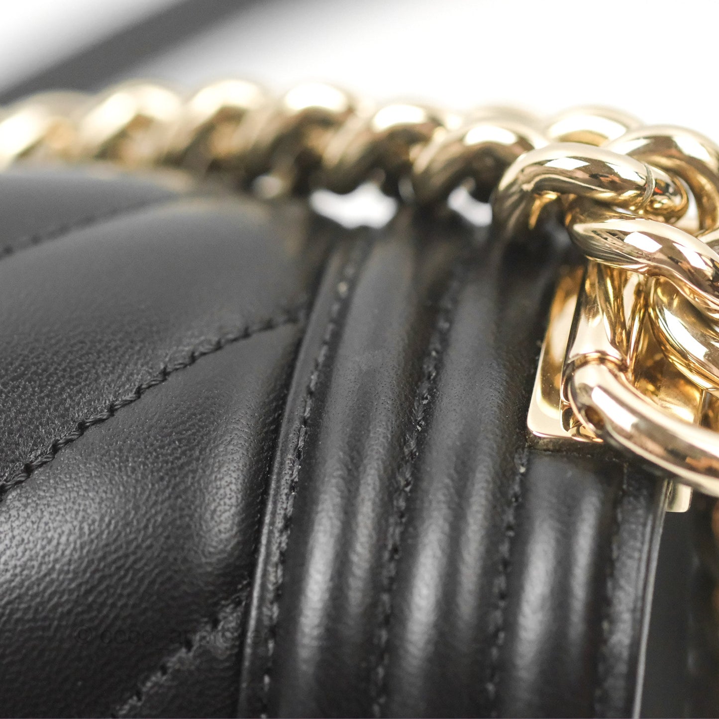 Chanel Small Boy Chevron Black Lambskin Gold Hardware