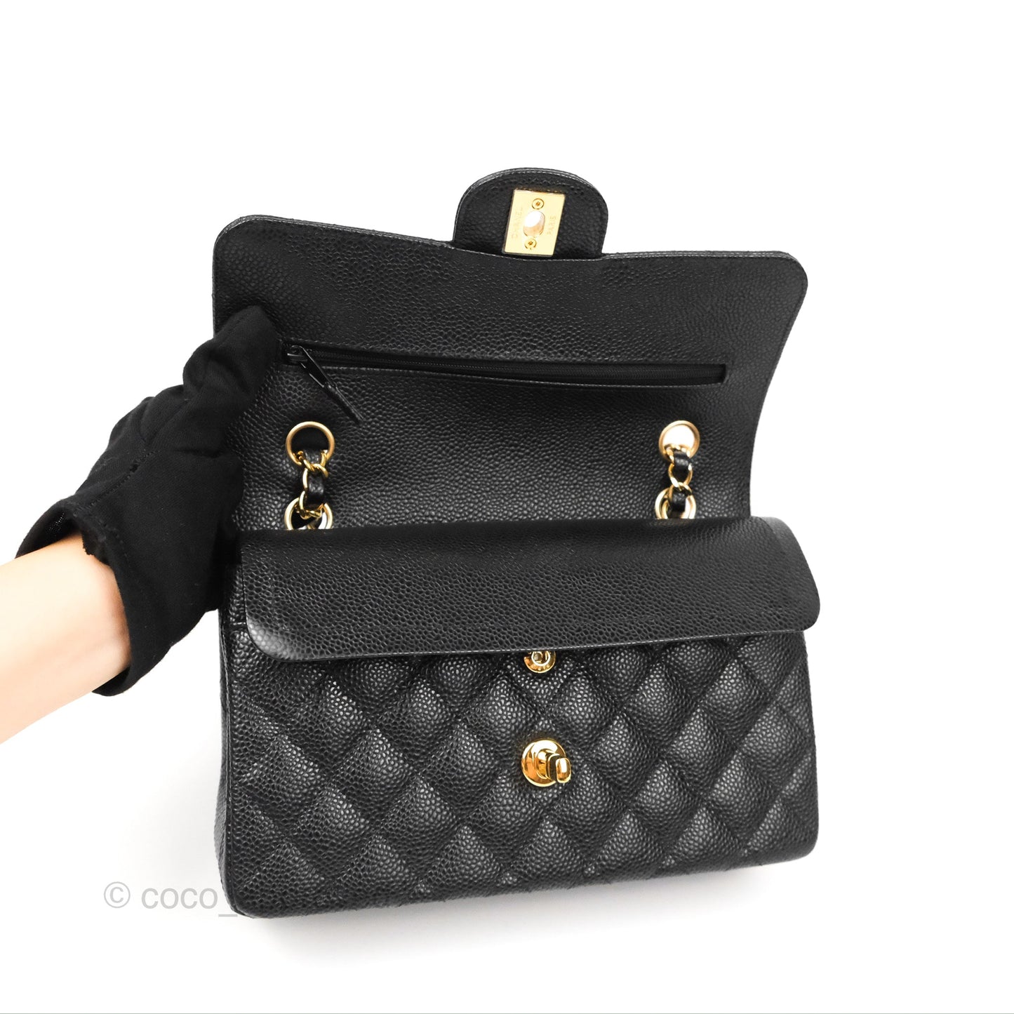 Chanel Small Classic Quilted Flap Black Caviar Gold Hardware